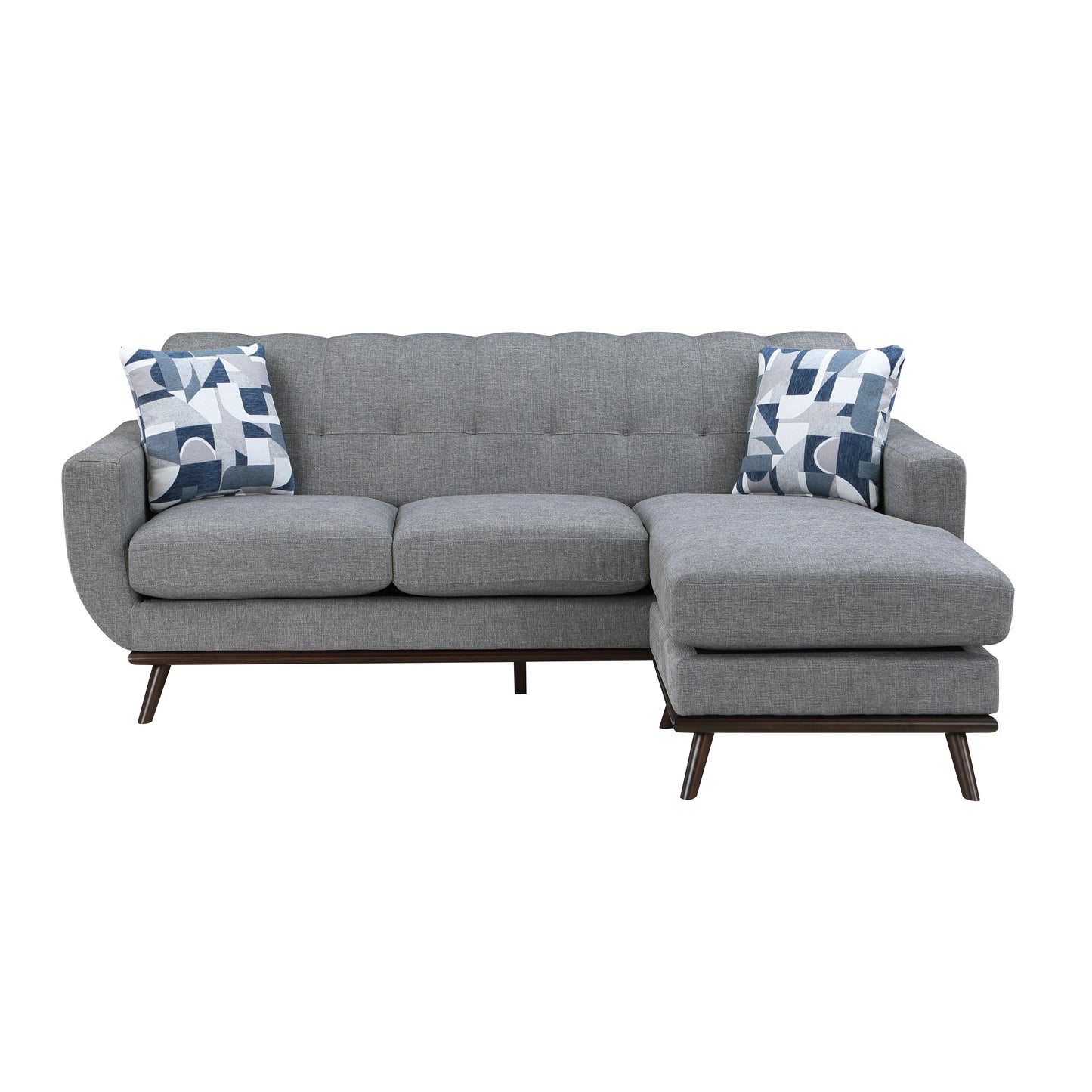 Homelegance Everton Gray Sectional Sofa with Reversible Design and Pillows 8341GY-3SCRV