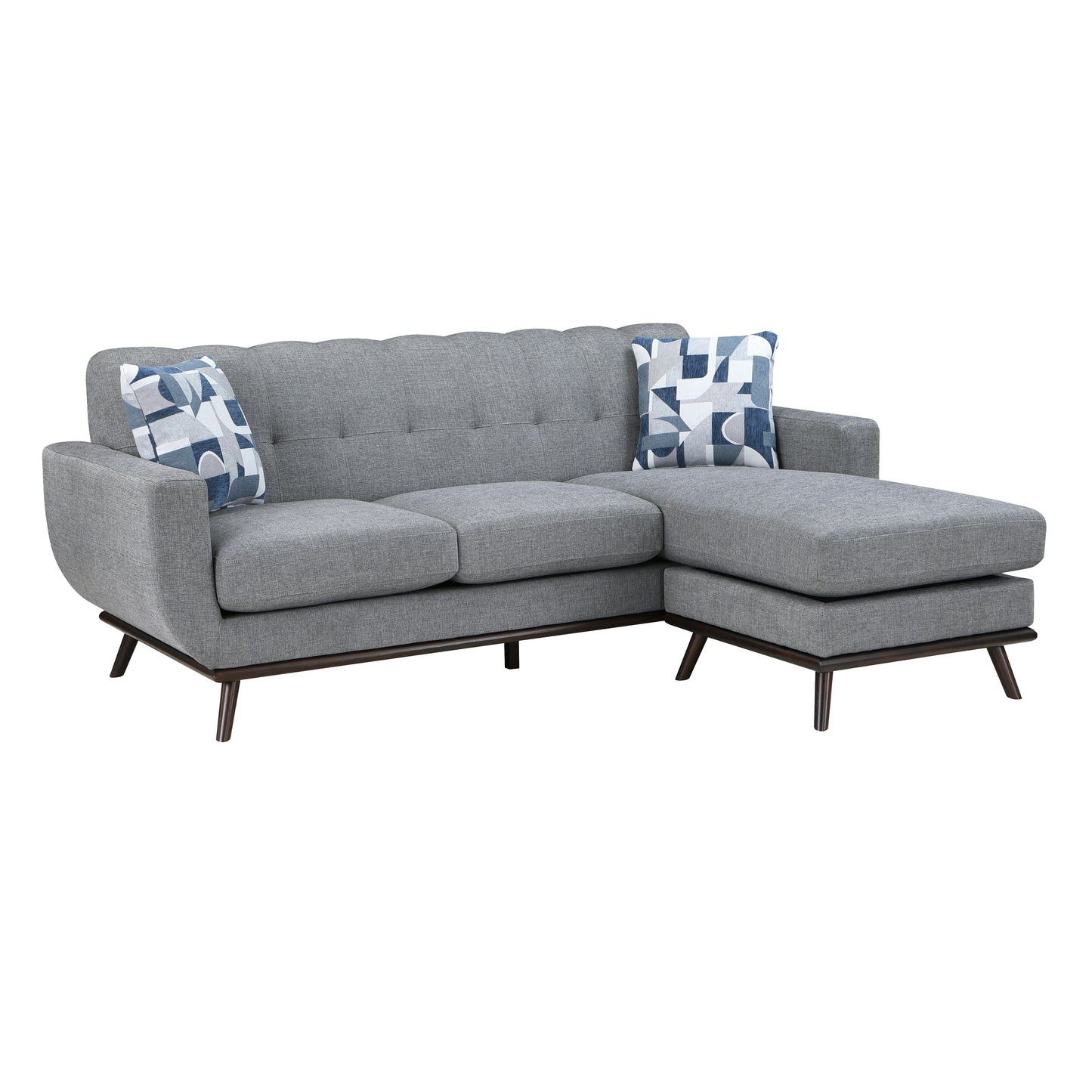 Homelegance Everton Gray Sectional Sofa with Reversible Design and Pillows 8341GY-3SCRV