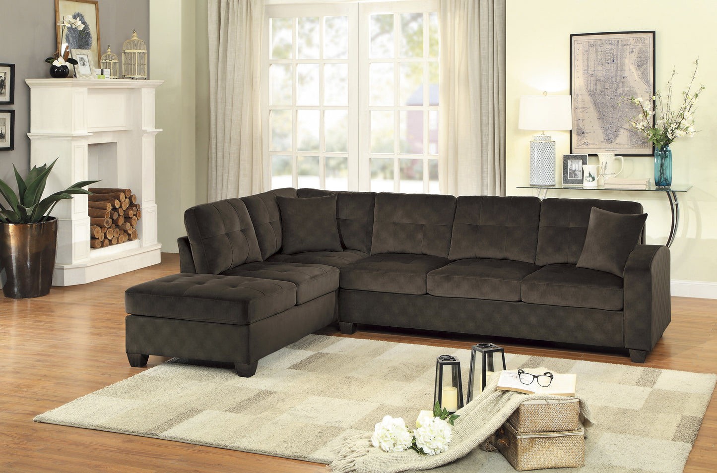 Homelegance Emilio Sectional Sofa in Chocolate 8367CH