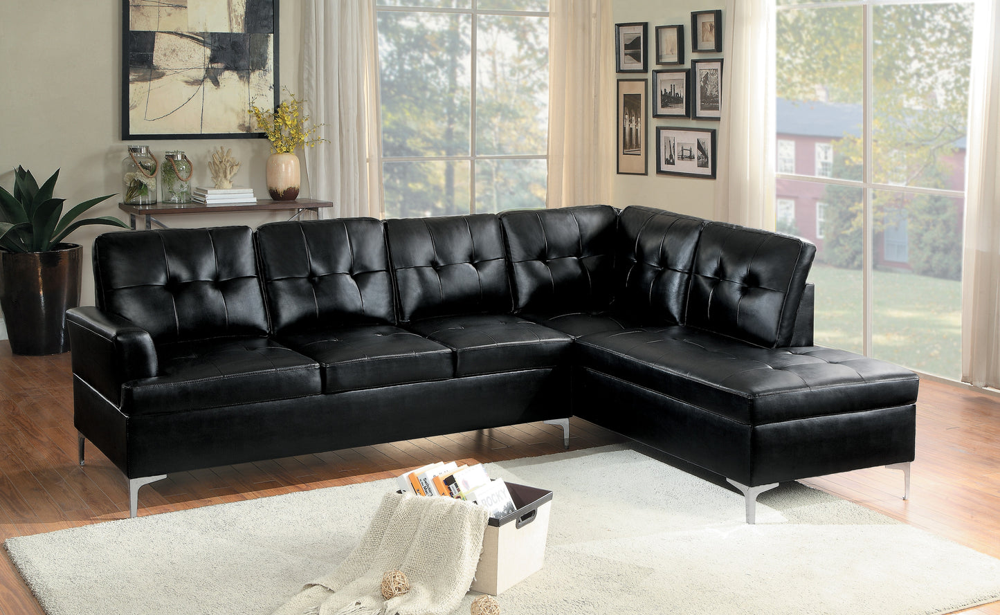 Homelegance Barrington Sectional Sofa in Black 8378BLK