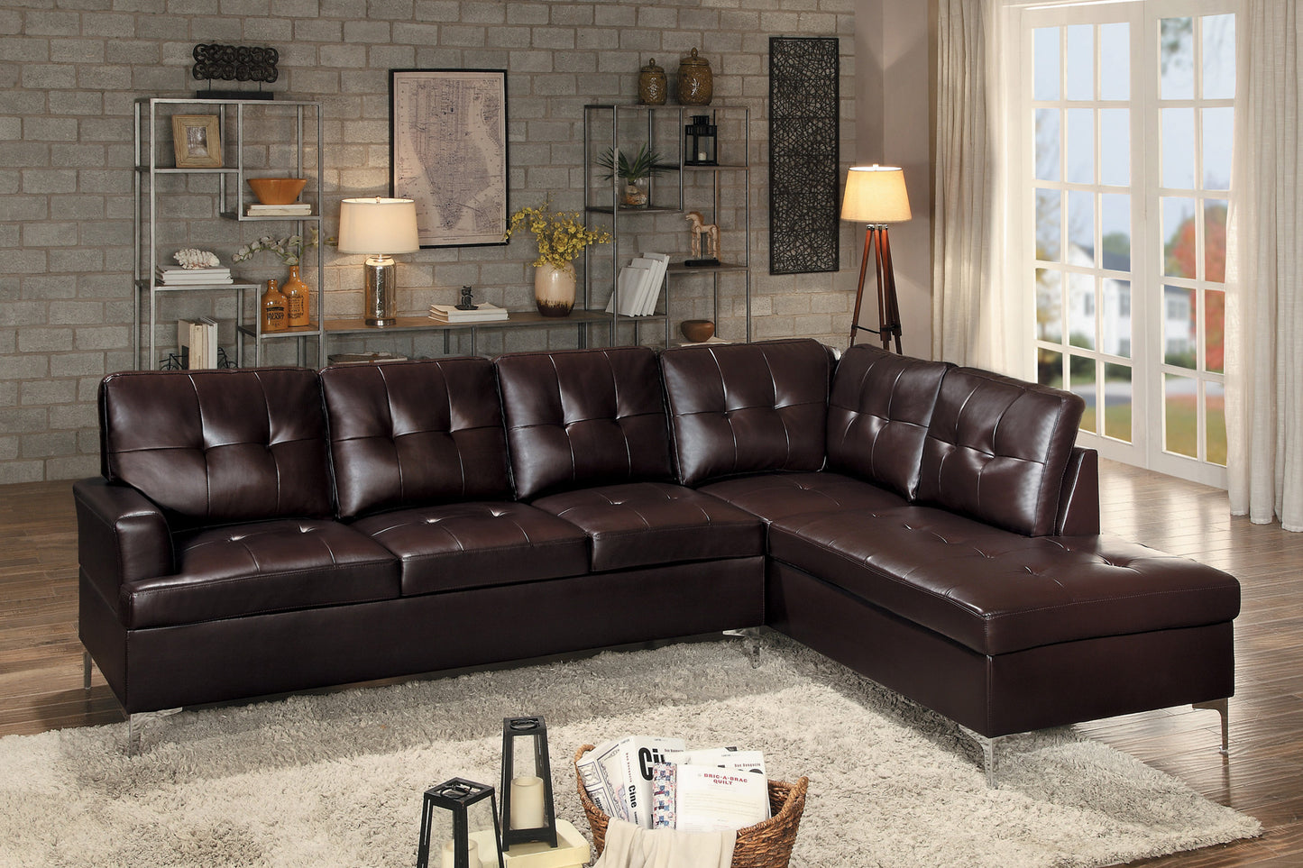 Homelegance Barrington Sectional Sofa in Brown 8378BRW