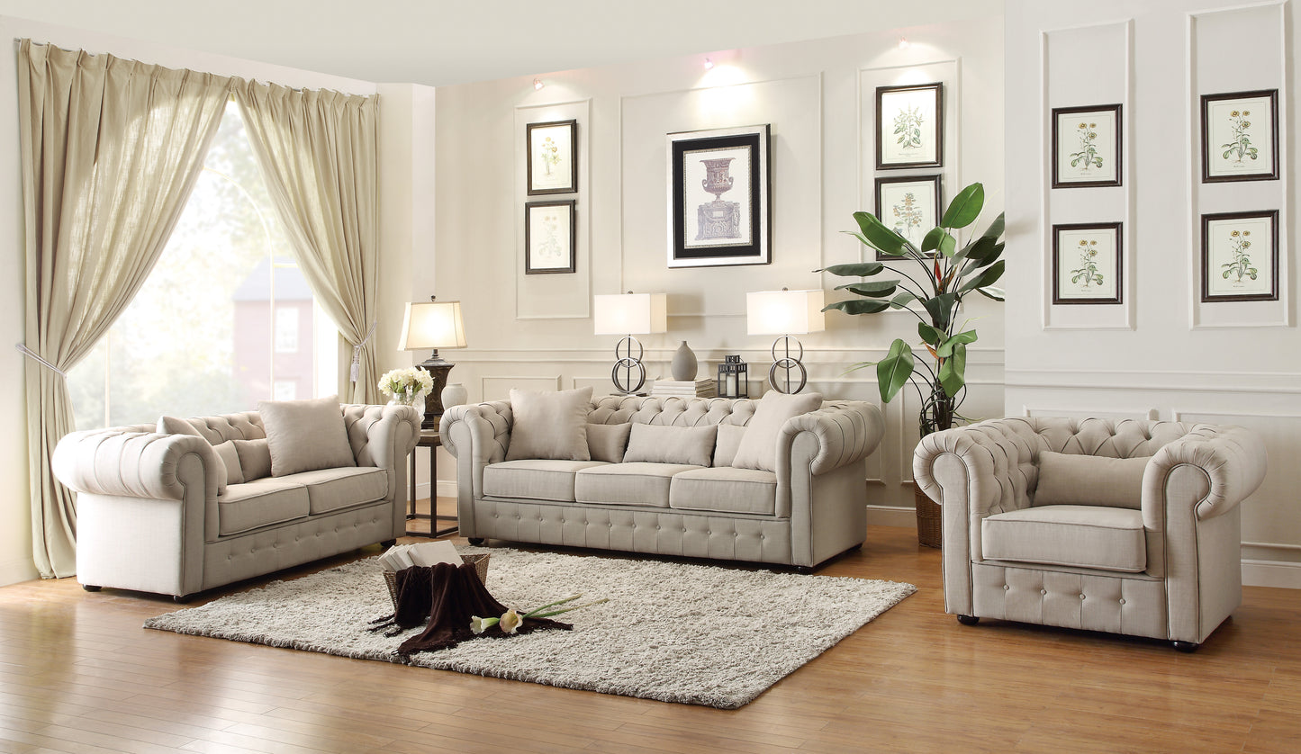 Homelegance Savonburg Accent Chair in Textured Beige with Button Tufting 8427-1