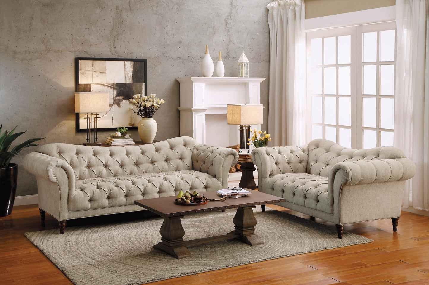 Homelegance St Claire Sectional Sofa in Rich Brown Textured Fabric 8469-3