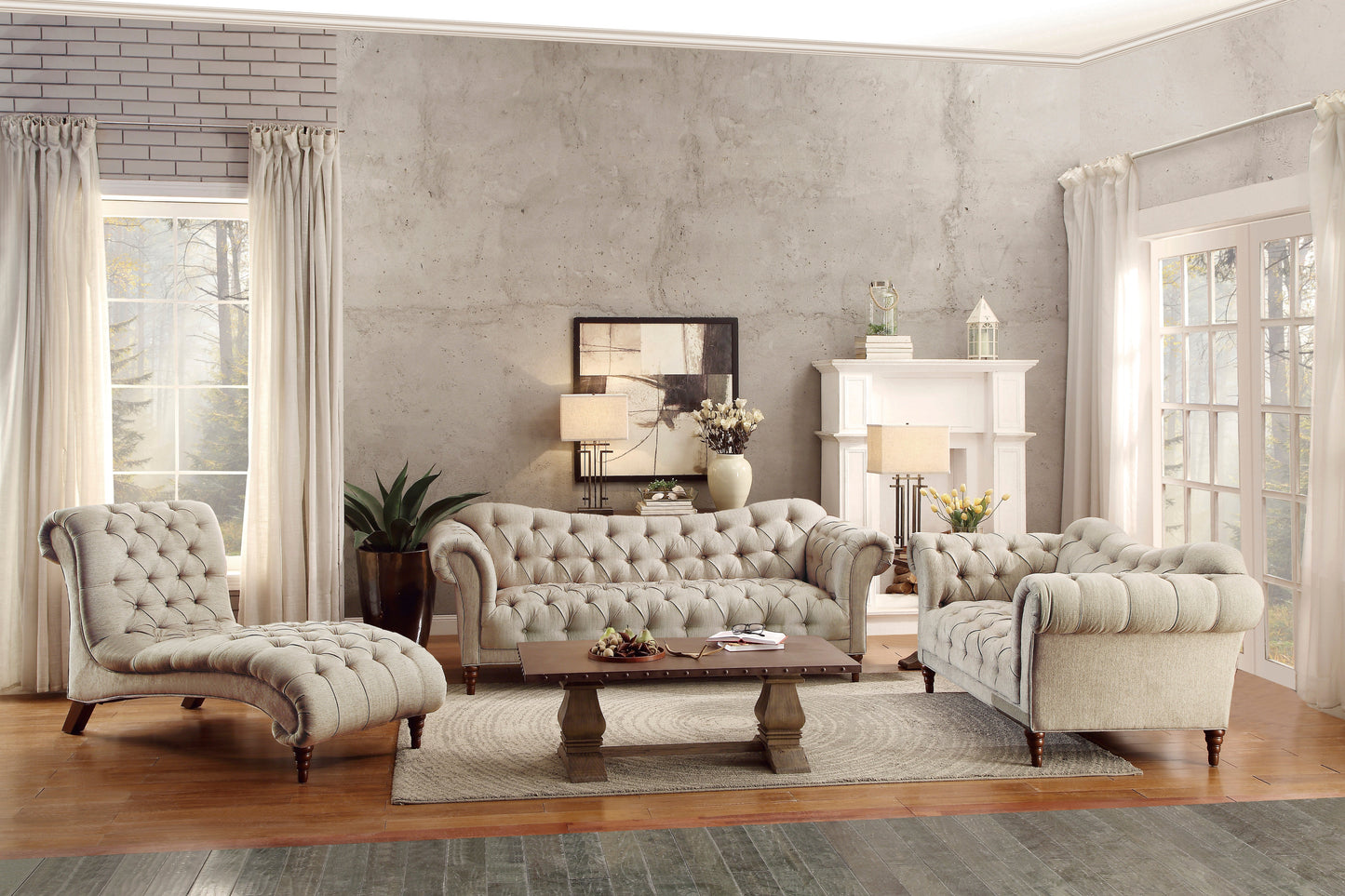 Homelegance St Claire Sectional Sofa in Rich Brown Textured Fabric 8469-3
