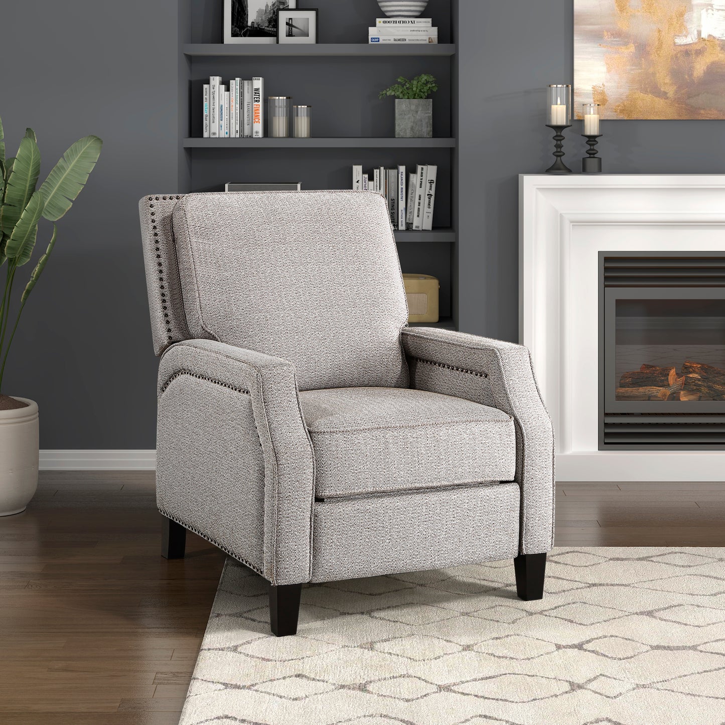 Homelegance Berenson Reclining Chair in Coconut Chenille Fabric 8504CCN-1