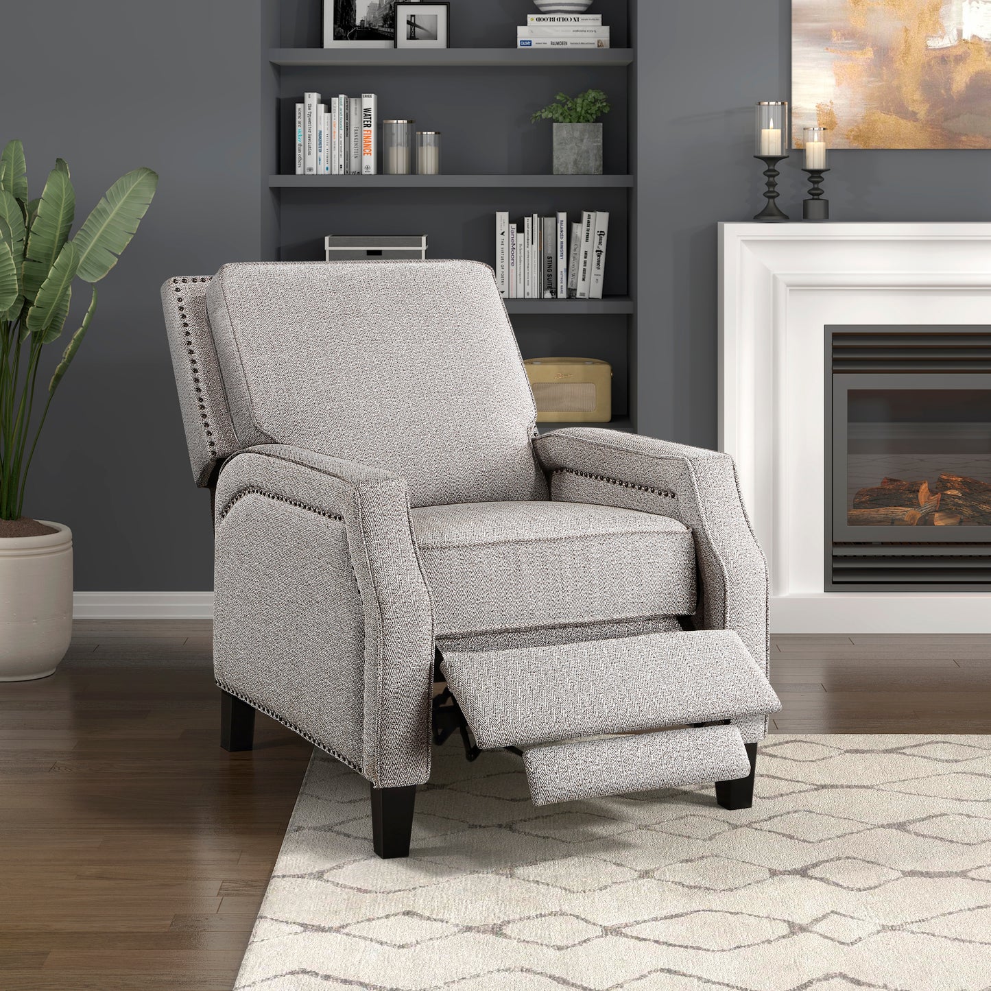 Homelegance Berenson Reclining Chair in Coconut Chenille Fabric 8504CCN-1