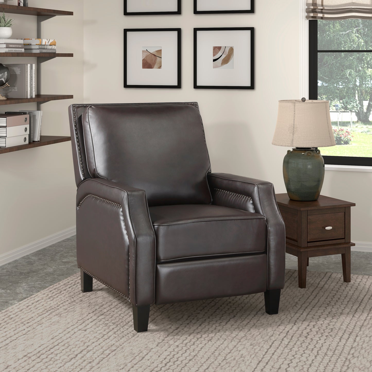 Homelegance Berenson Reclining Chair Dark Brown Faux Leather 8504DBR-1