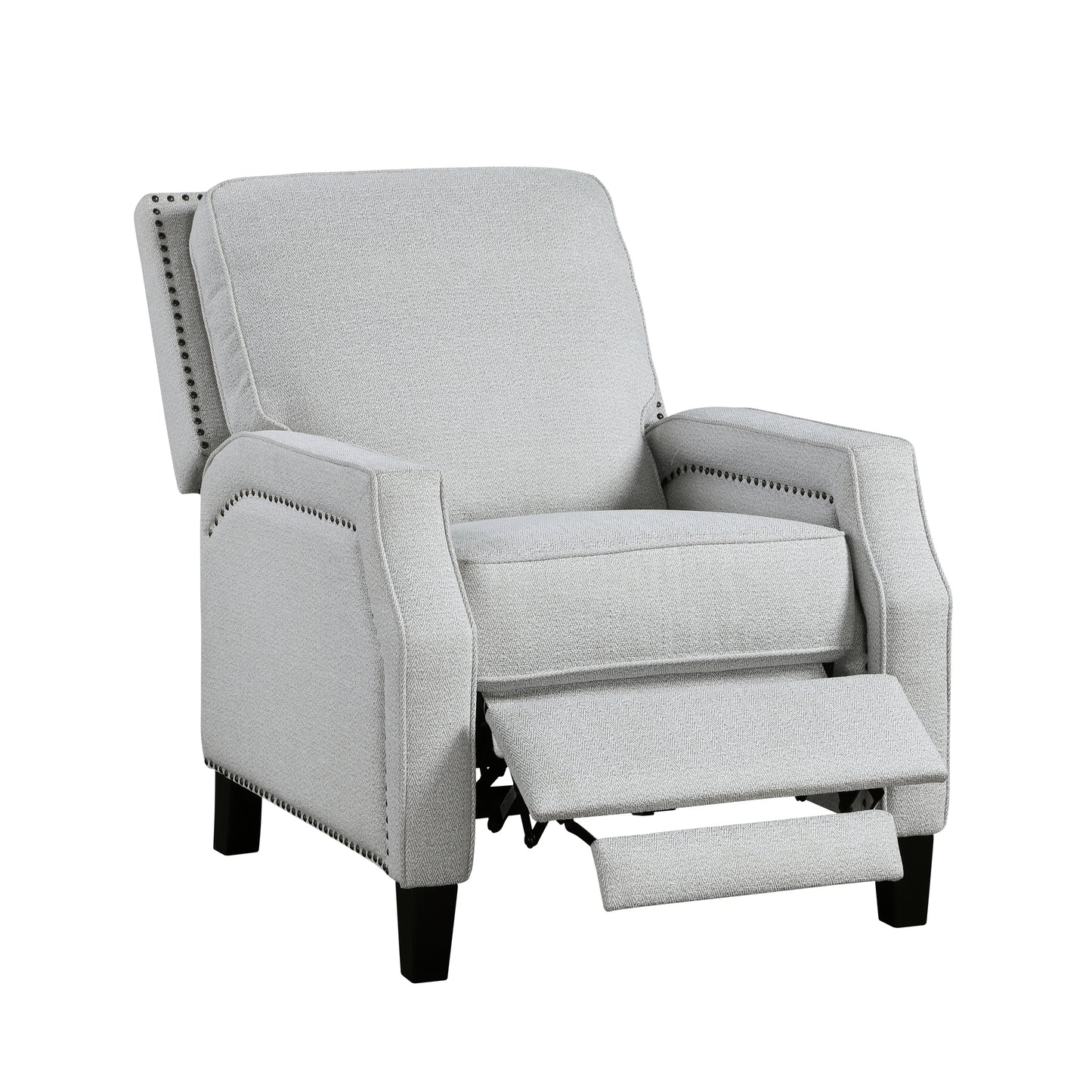 Homelegance Berenson Reclining Chair in Gray Chenille with Nailhead Trim 8504FGY-1