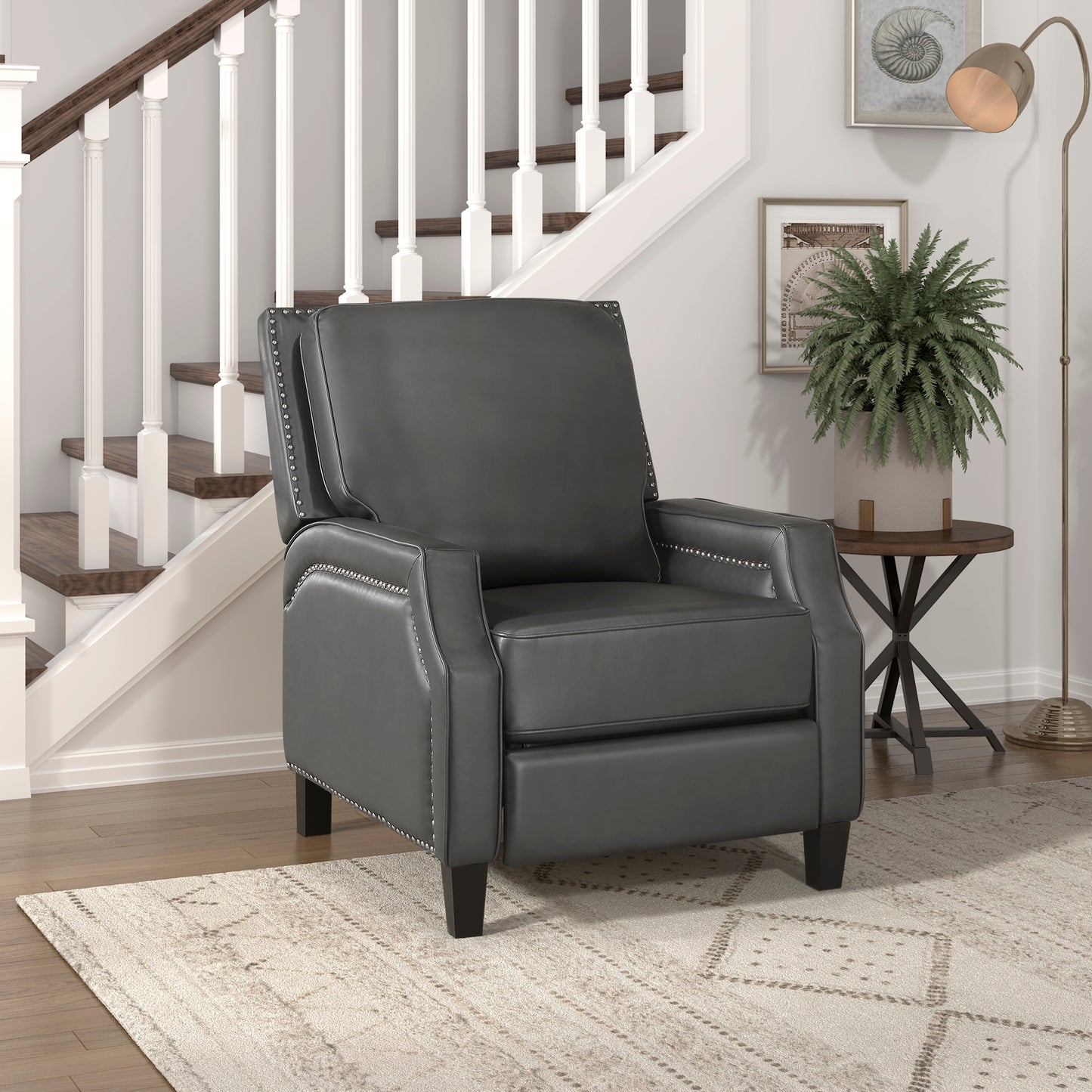 Homelegance Berenson Reclining Chair in Gray Faux Leather 8504GRY-1