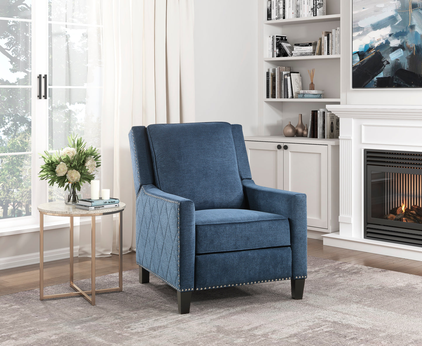 Homelegance Banks Reclining Chair in Textured Blue Fabric 8505BU-1