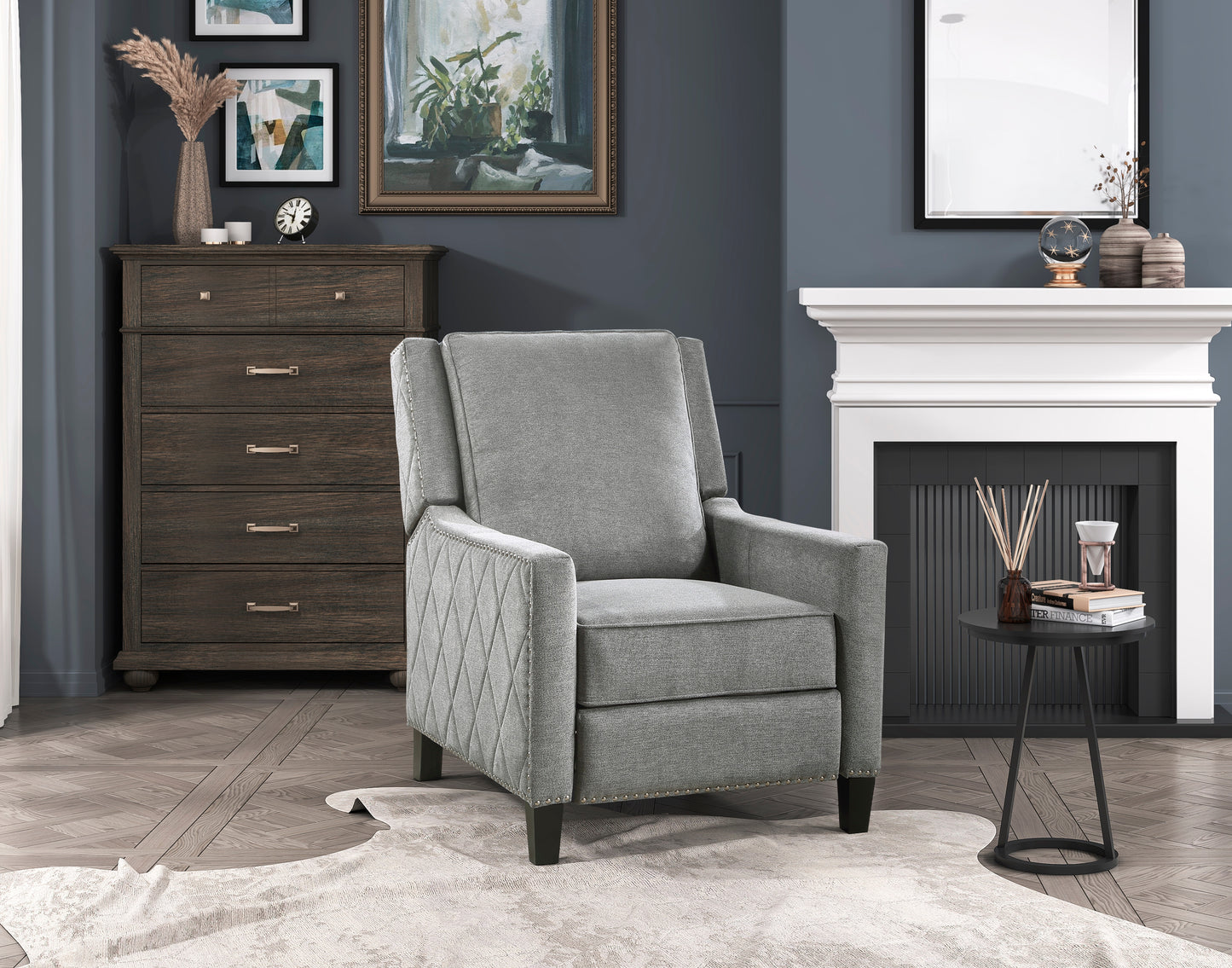 Homelegance Banks Reclining Chair in Textured Gray Fabric 8505GY-1