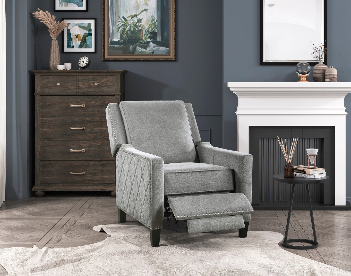 Homelegance Banks Reclining Chair in Textured Gray Fabric 8505GY-1