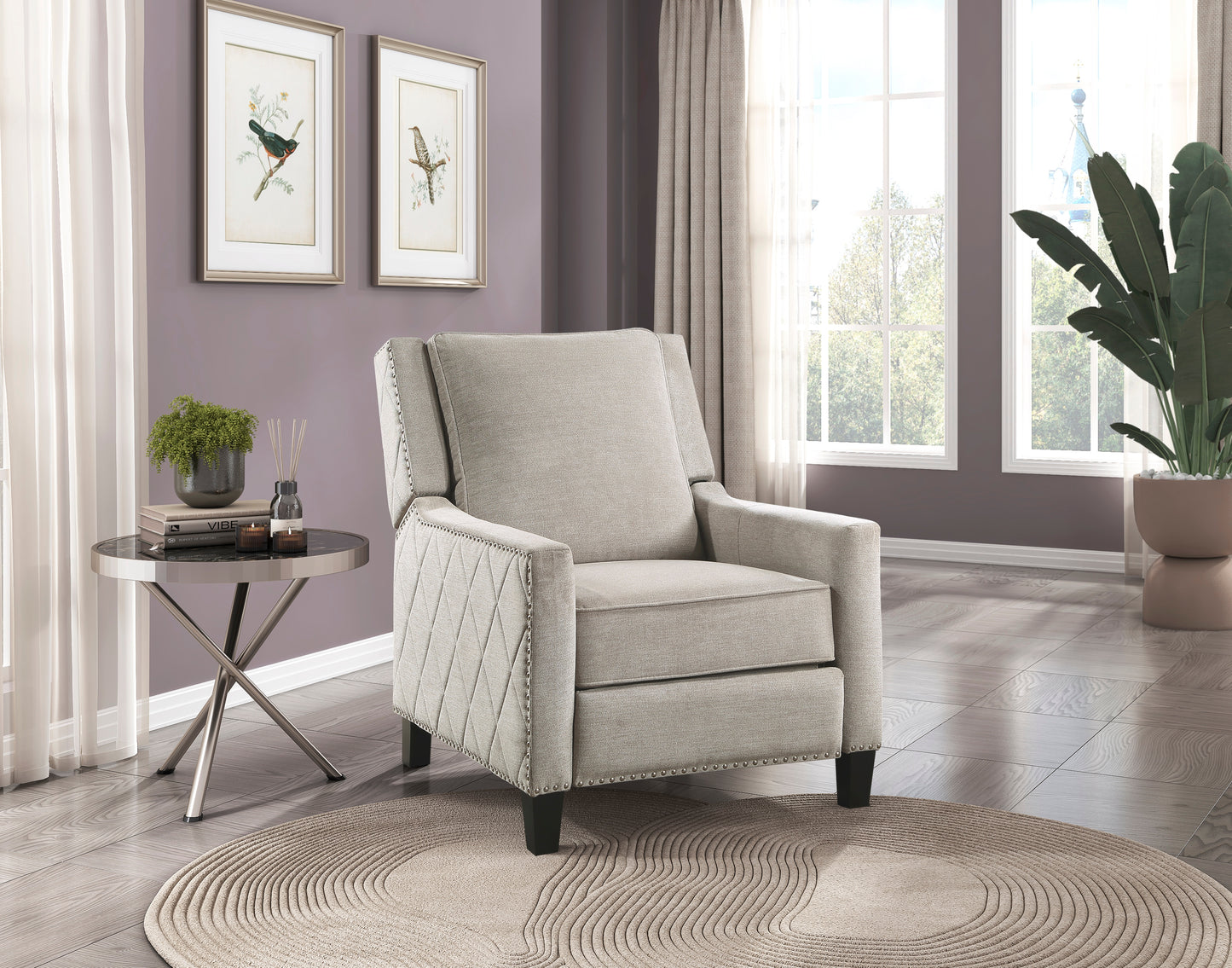 Homelegance Banks Reclining Chair in Textured Sand Fabric 8505SN-1