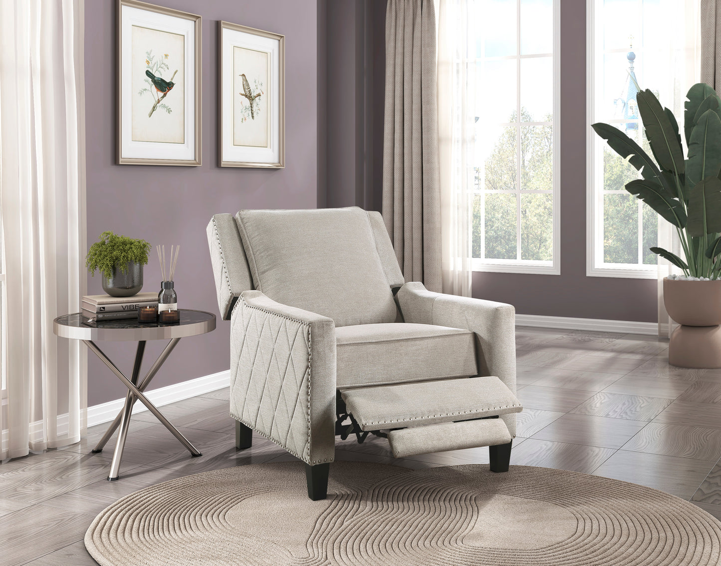Homelegance Banks Reclining Chair in Textured Sand Fabric 8505SN-1