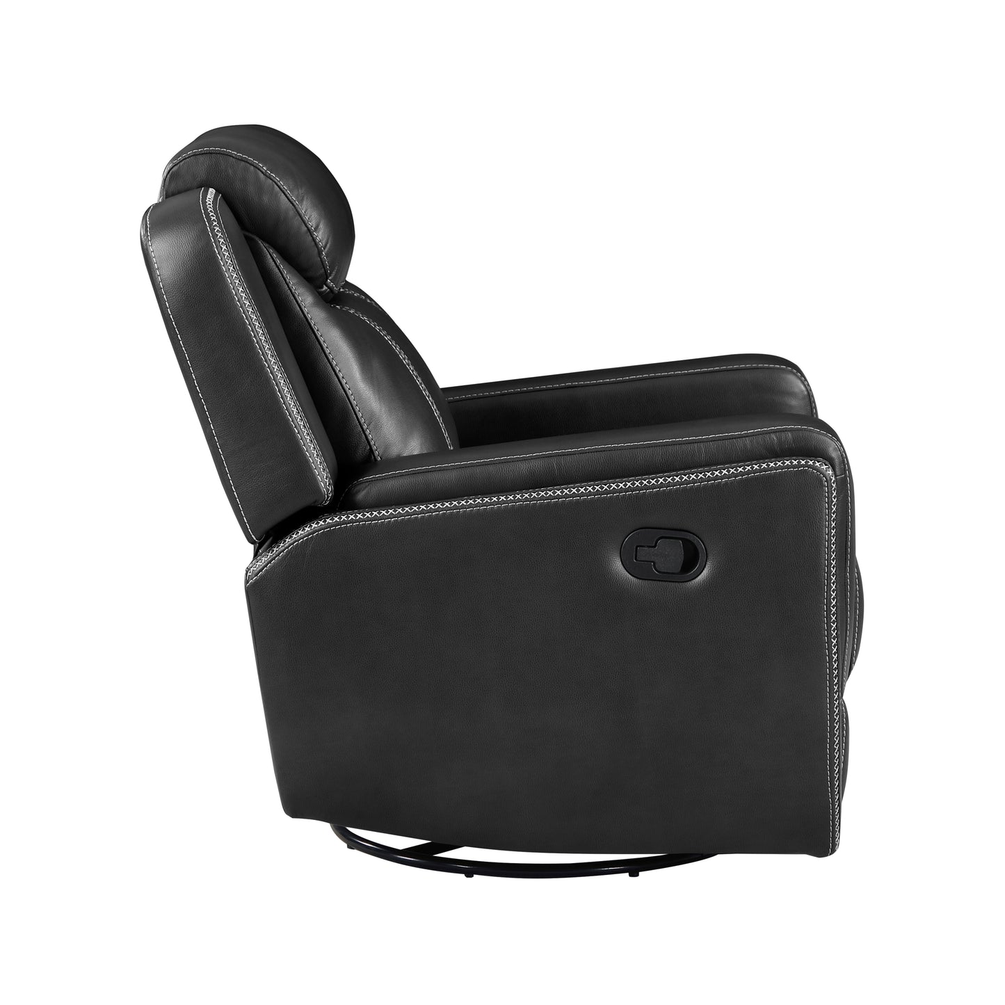 Homelegance Littleton Swivel Glider Accent Chair in Black Faux Leather 8516BK-1
