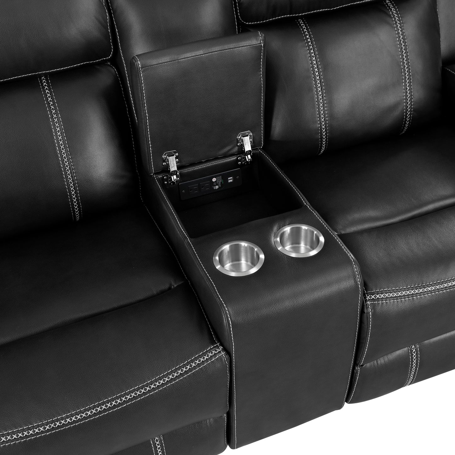 Homelegance Littleton Loveseat Reclining with Center Console in Black 8516BK-2