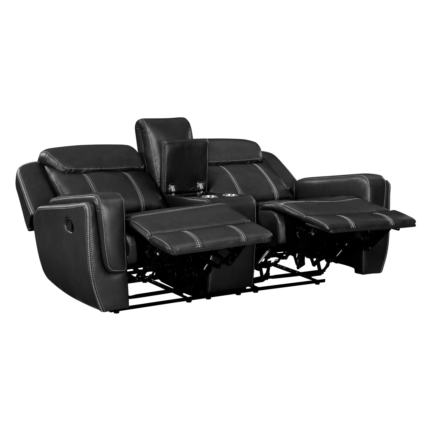 Homelegance Littleton Loveseat Reclining with Center Console in Black 8516BK-2