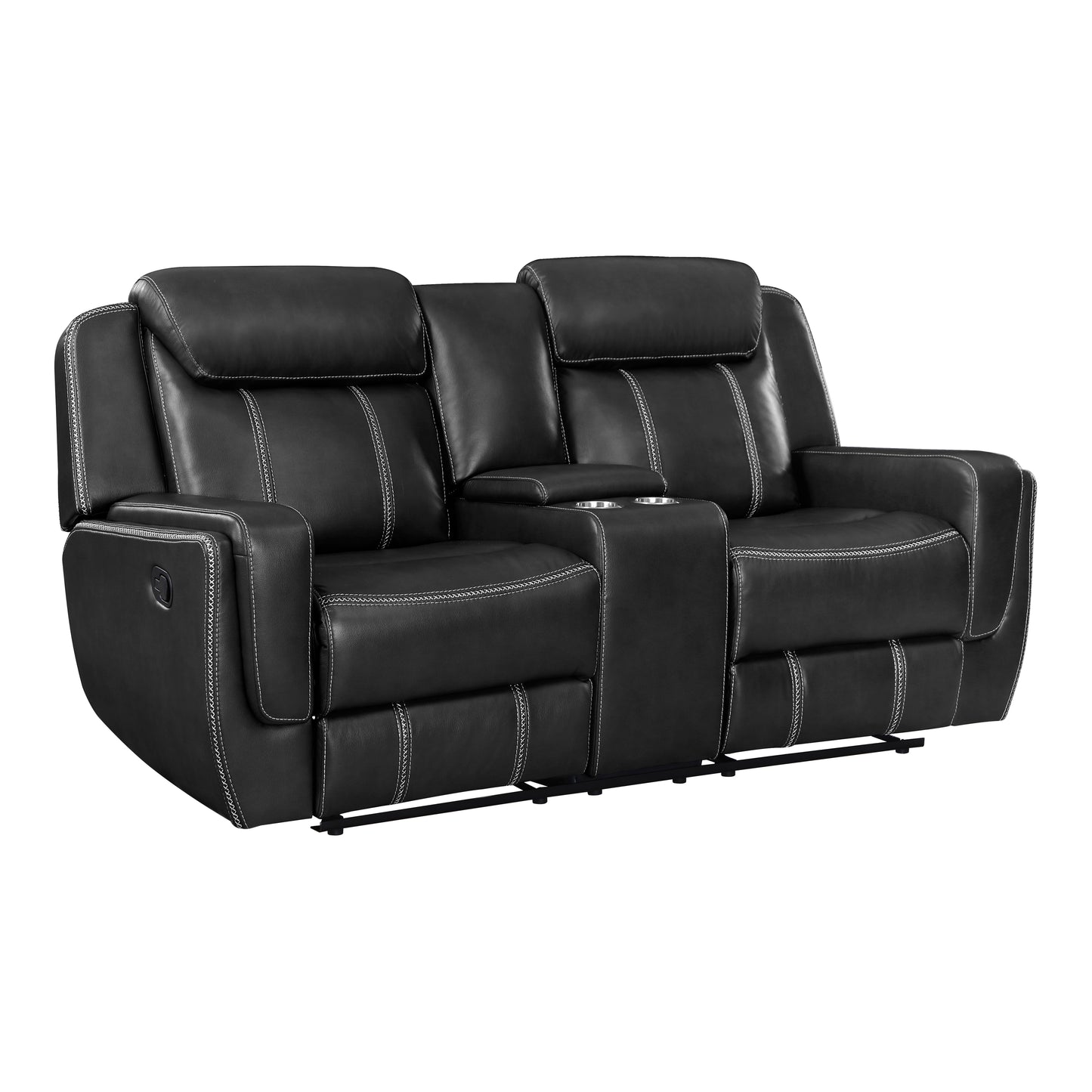 Homelegance Littleton Loveseat Reclining with Center Console in Black 8516BK-2