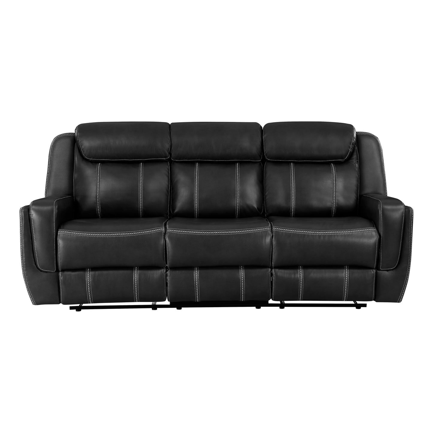 Homelegance Littleton Sectional Sofa in Black with Center Table and USB Ports 8516BK-3