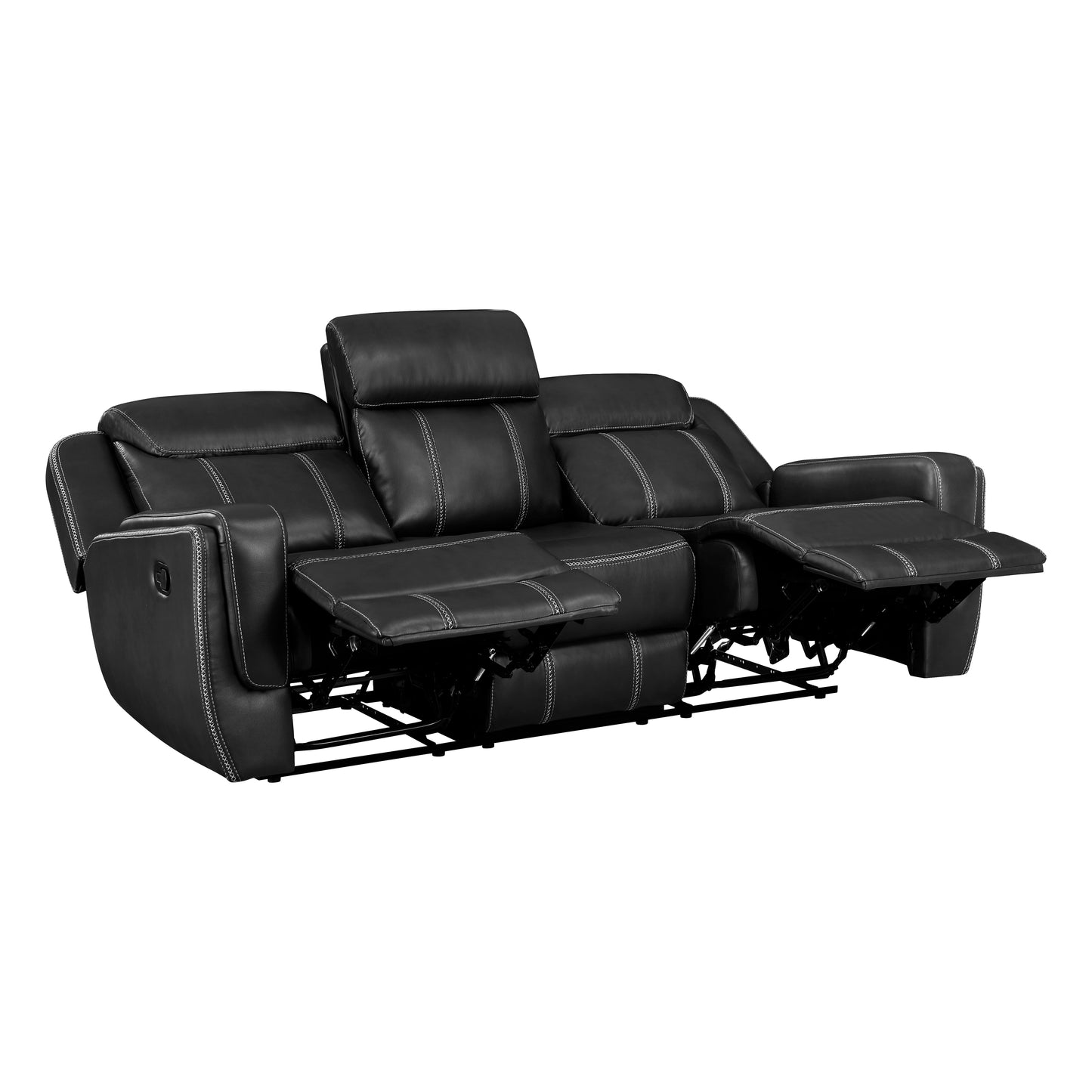 Homelegance Littleton Sectional Sofa in Black with Center Table and USB Ports 8516BK-3