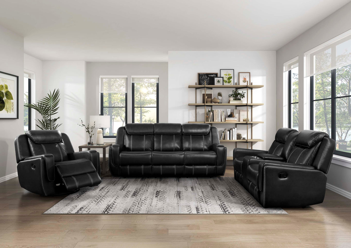 Homelegance Littleton Swivel Glider Accent Chair in Black Faux Leather 8516BK-1