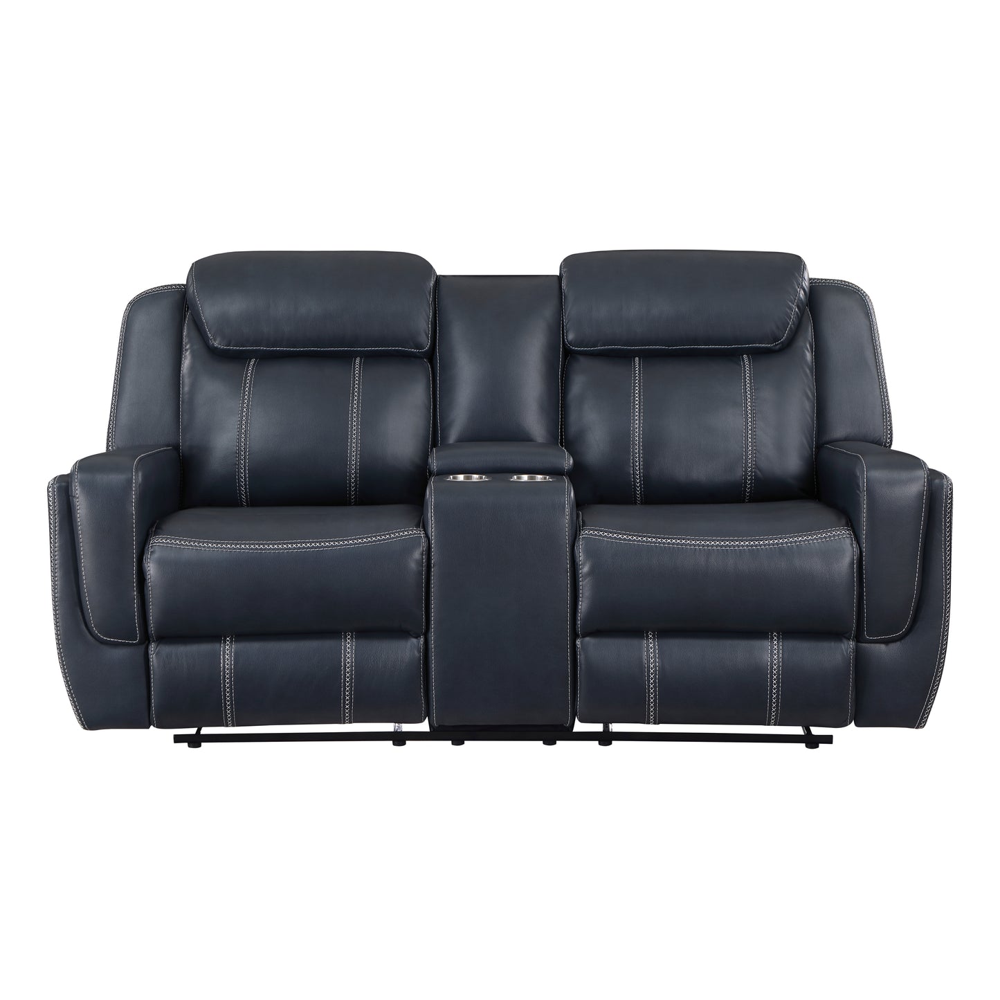 Homelegance Littleton Loveseat Reclining in Blue with Center Console 8516BU-2