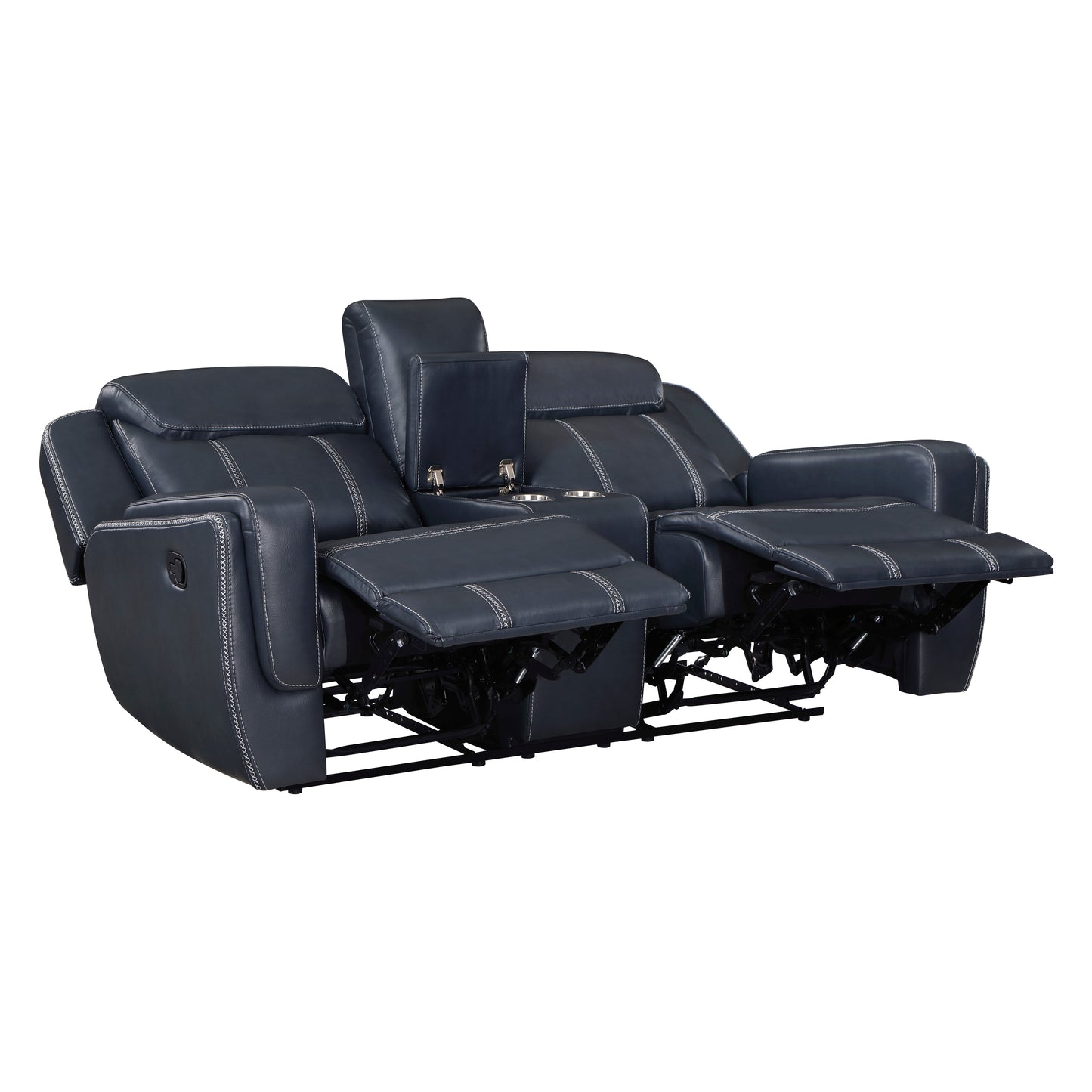 Homelegance Littleton Loveseat Reclining in Blue with Center Console 8516BU-2