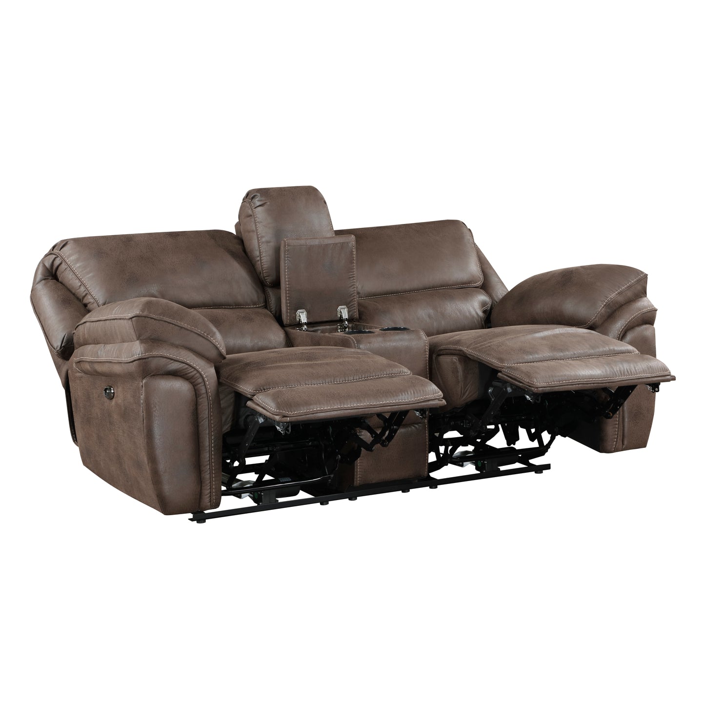 Homelegance Proctor Loveseat Power Reclining with Center Console Brown 8517BRW-2PW
