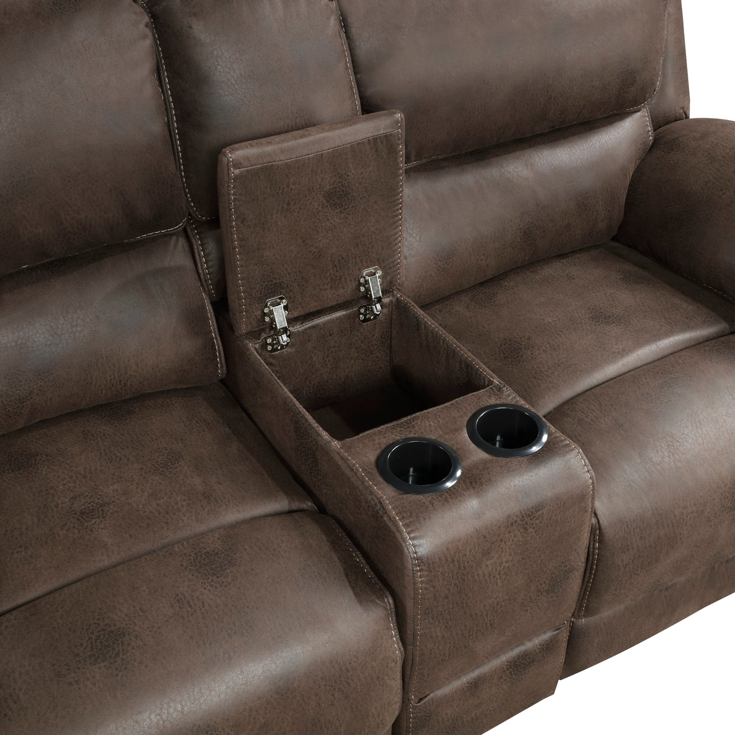 Homelegance Proctor Brown Reclining Loveseat with Center Console 8517BRW-2