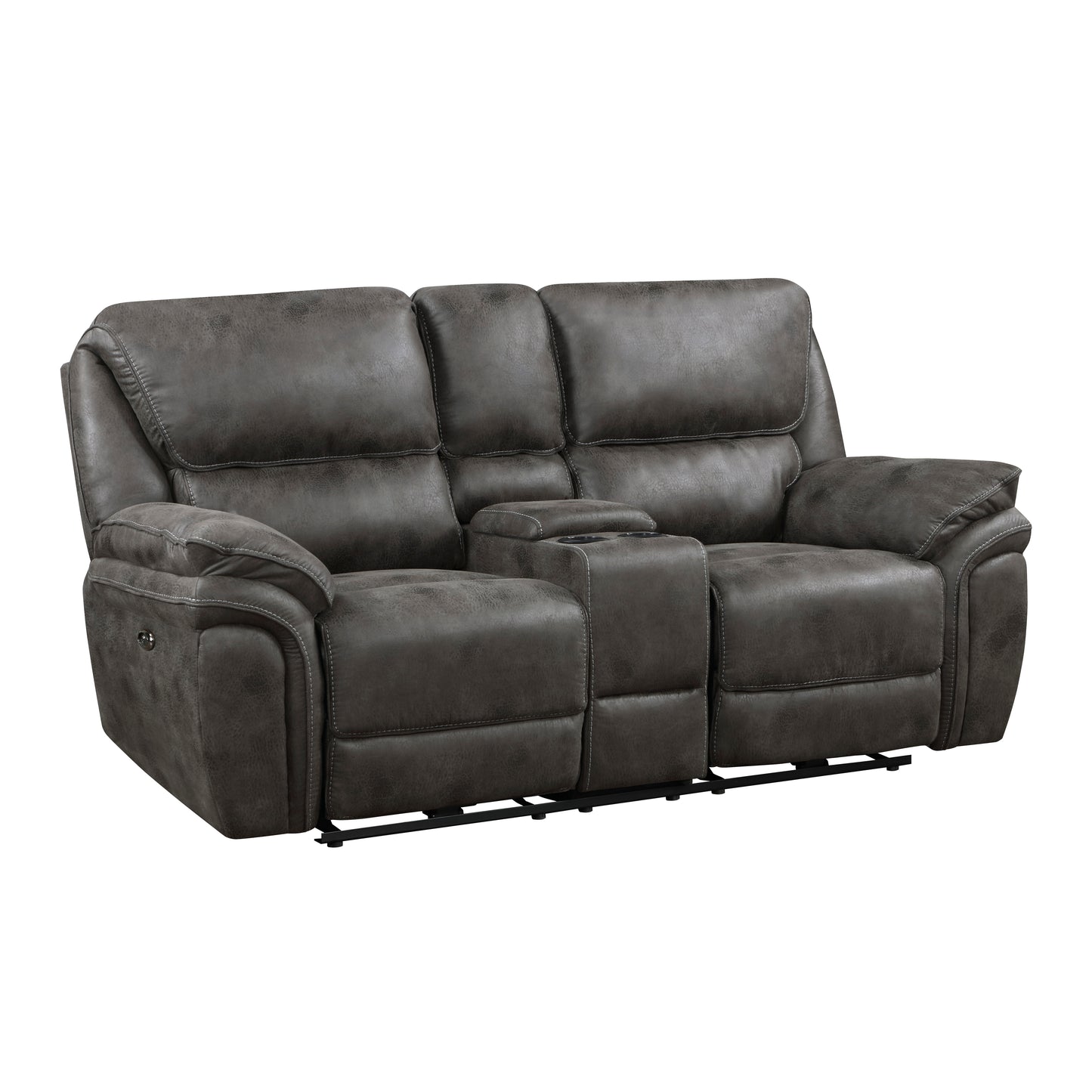 Homelegance Proctor Gray Loveseat Power Reclining with Center Console 8517GRY-2PW