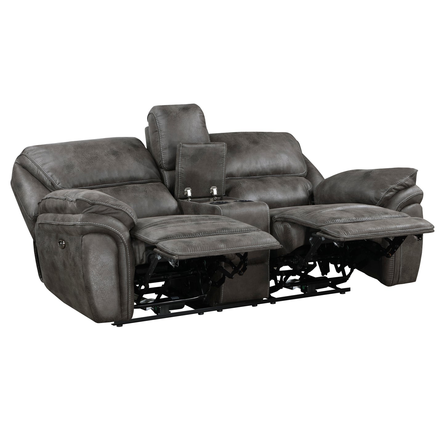 Homelegance Proctor Gray Loveseat Power Reclining with Center Console 8517GRY-2PW
