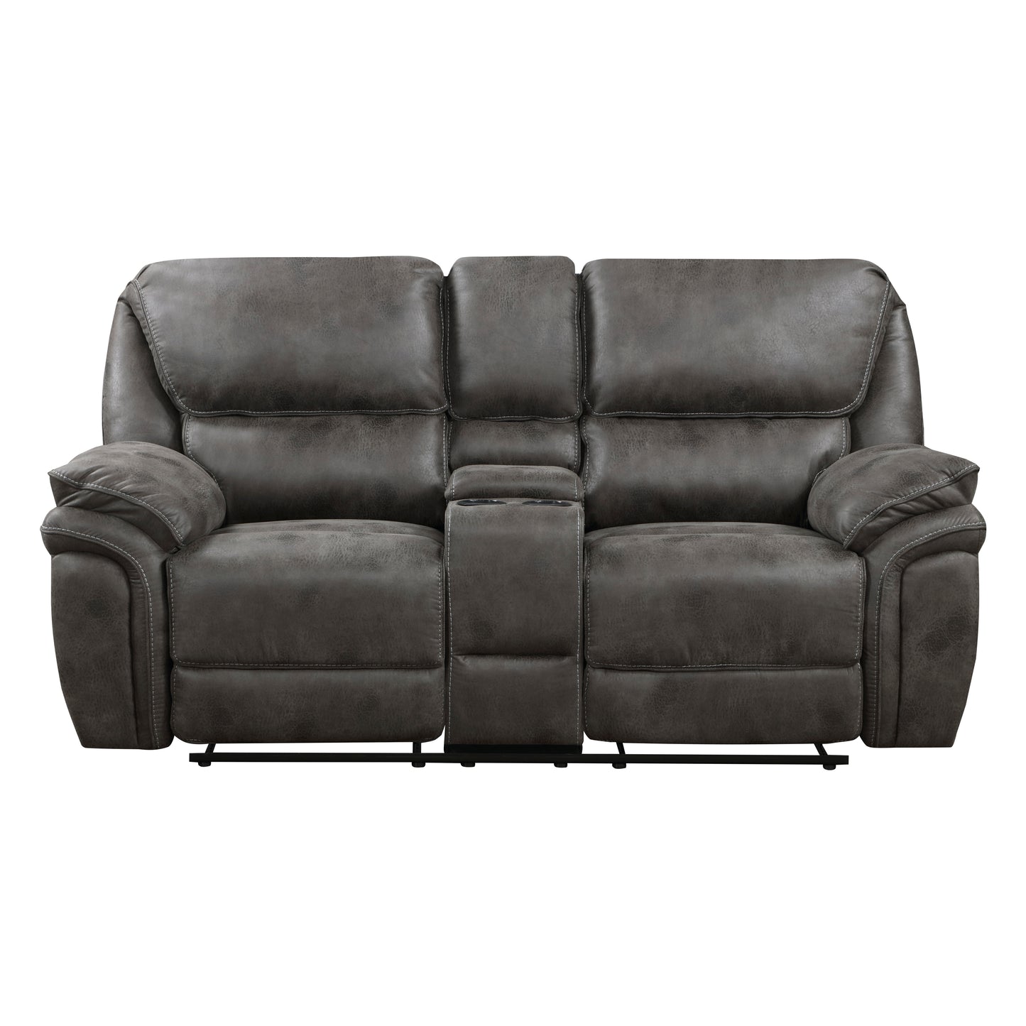 Homelegance Proctor Gray Loveseat Reclining with Center Console 8517GRY-2
