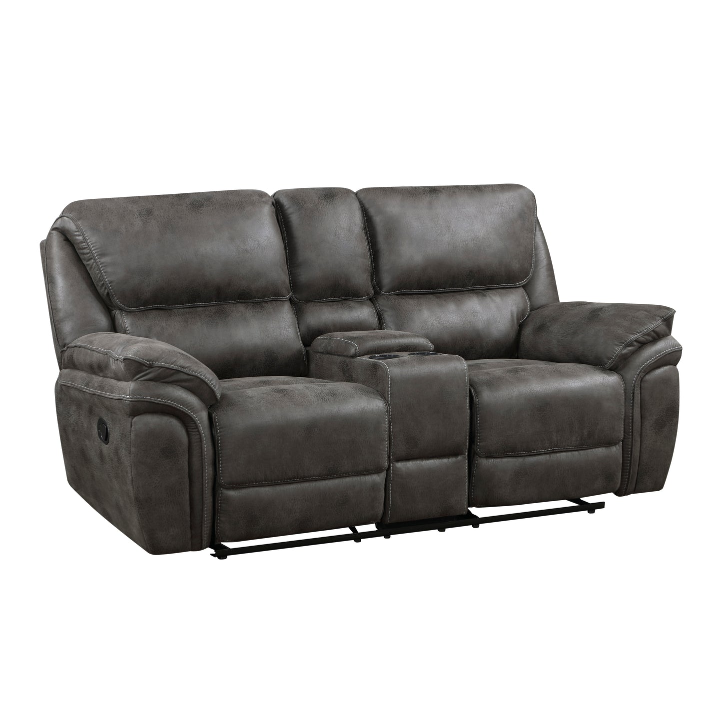 Homelegance Proctor Gray Loveseat Reclining with Center Console 8517GRY-2