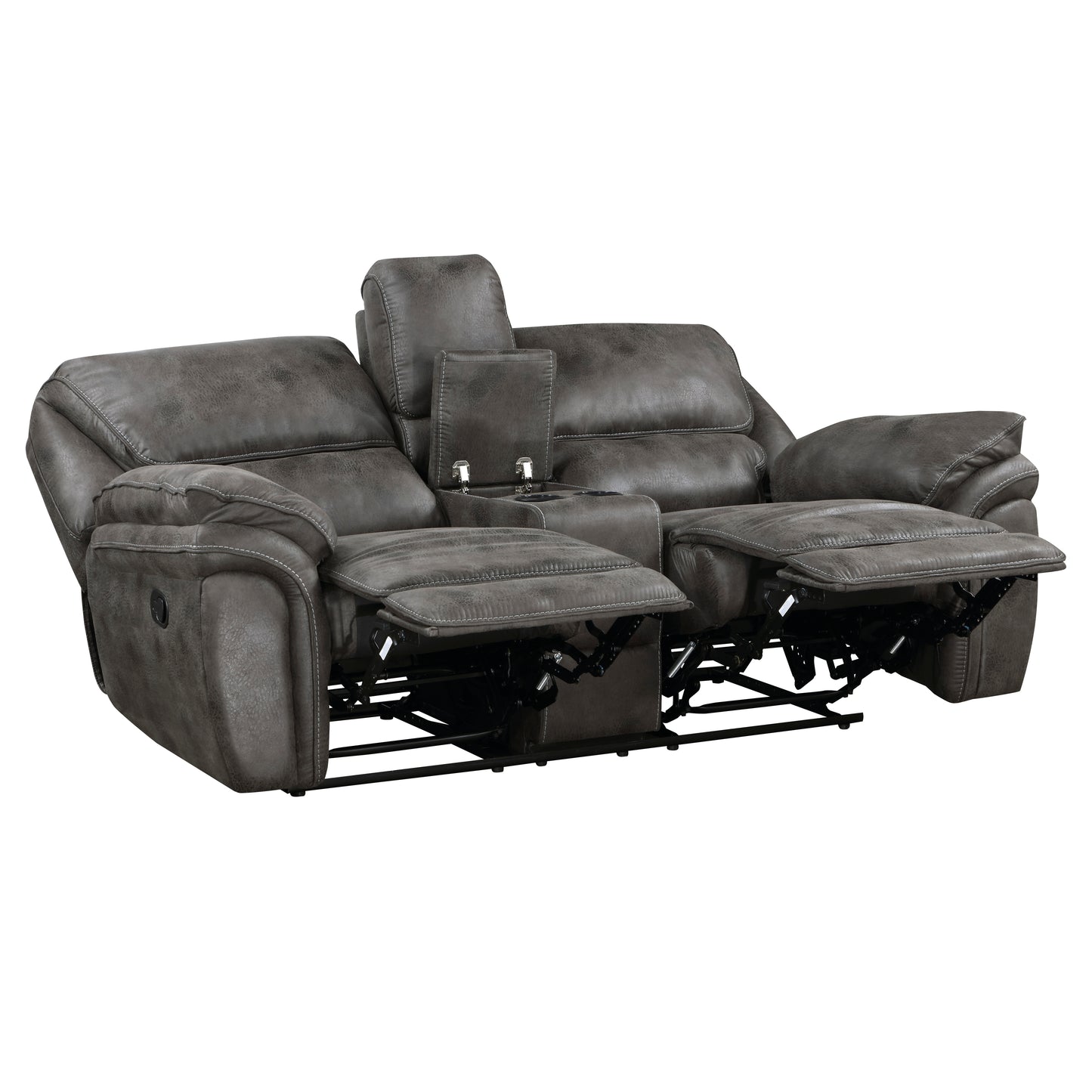 Homelegance Proctor Gray Loveseat Reclining with Center Console 8517GRY-2