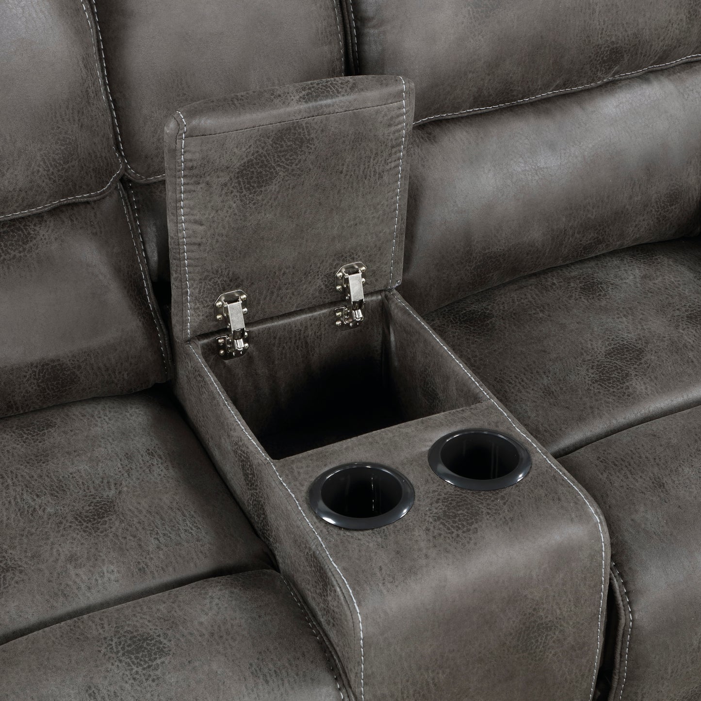 Homelegance Proctor Gray Loveseat Reclining with Center Console 8517GRY-2