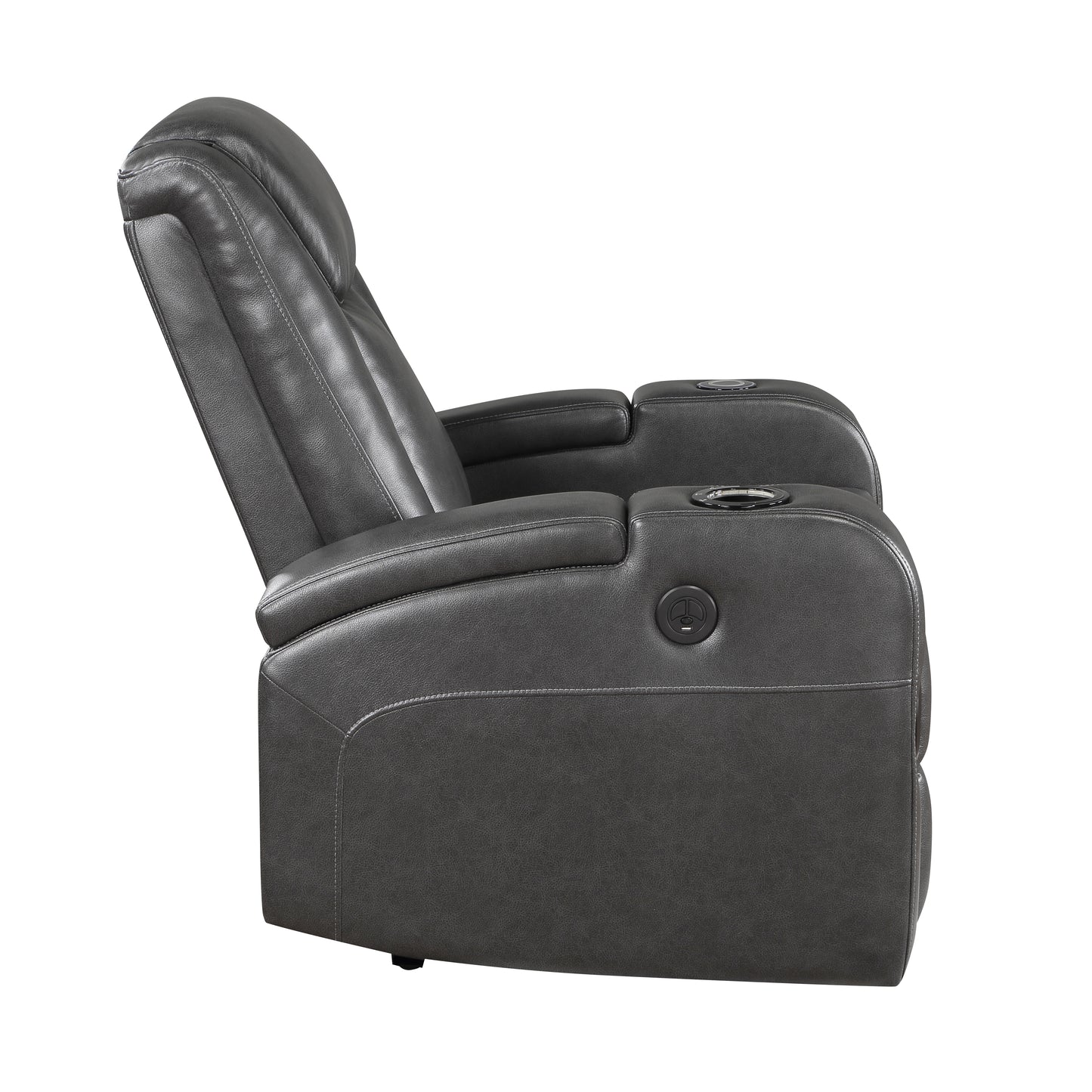 Homelegance Turbo Reclining Chair in Gray Faux Leather 8522GRY-1PW