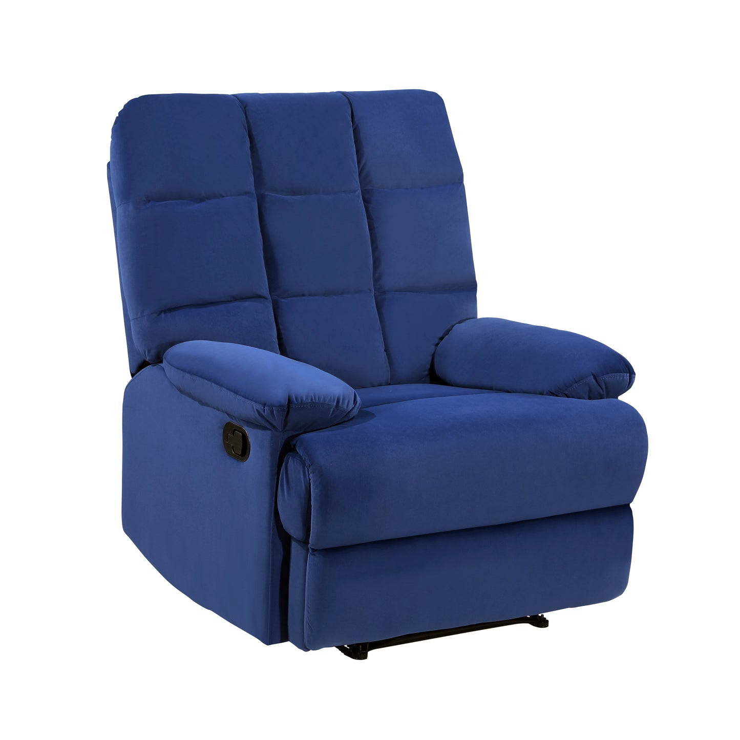 Homelegance Colin Reclining Chair in Blue Velvet with Tab Pull Motion 8525BU-1