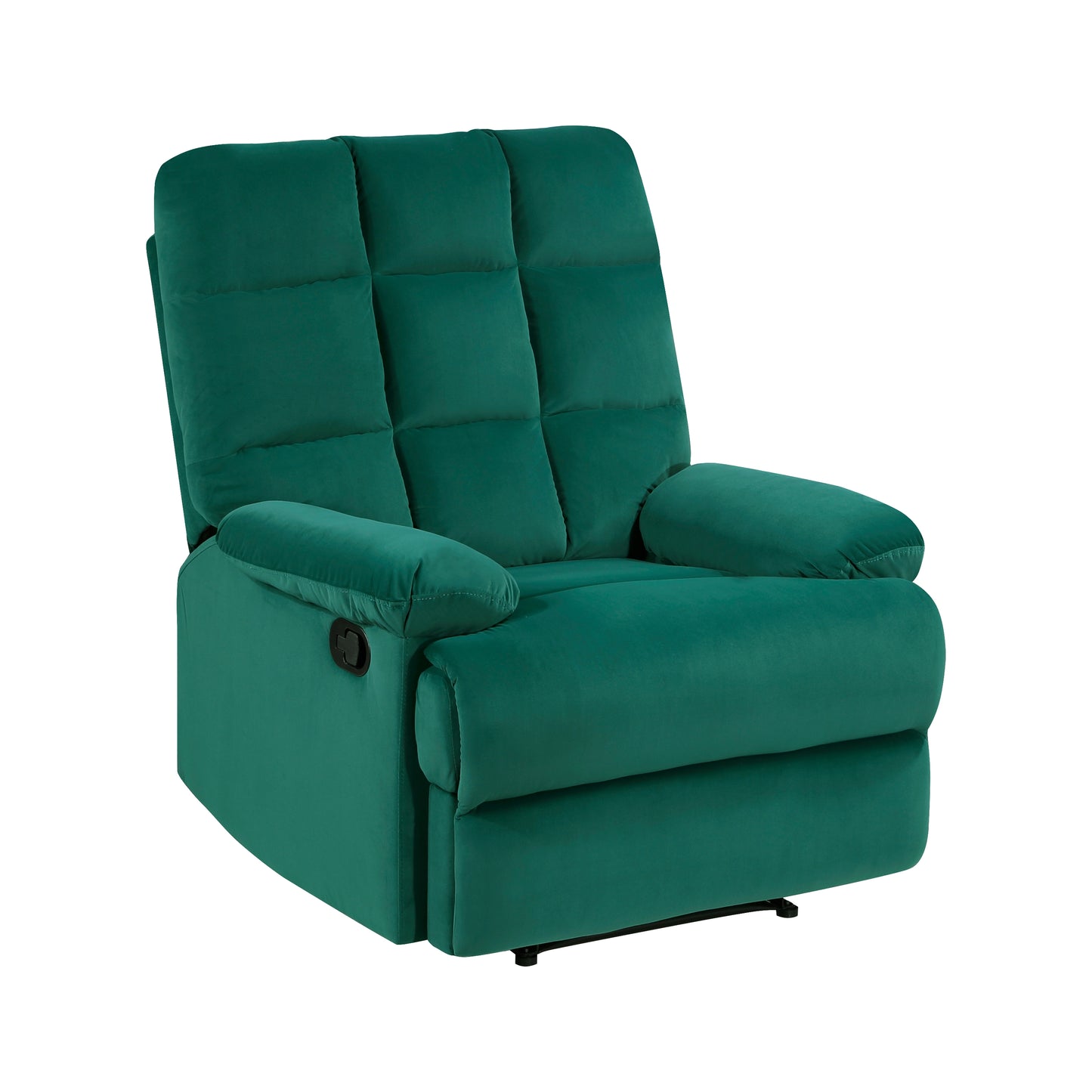 Homelegance Colin Reclining Chair in Green Velvet with Tab Pull Motion 8525GN-1