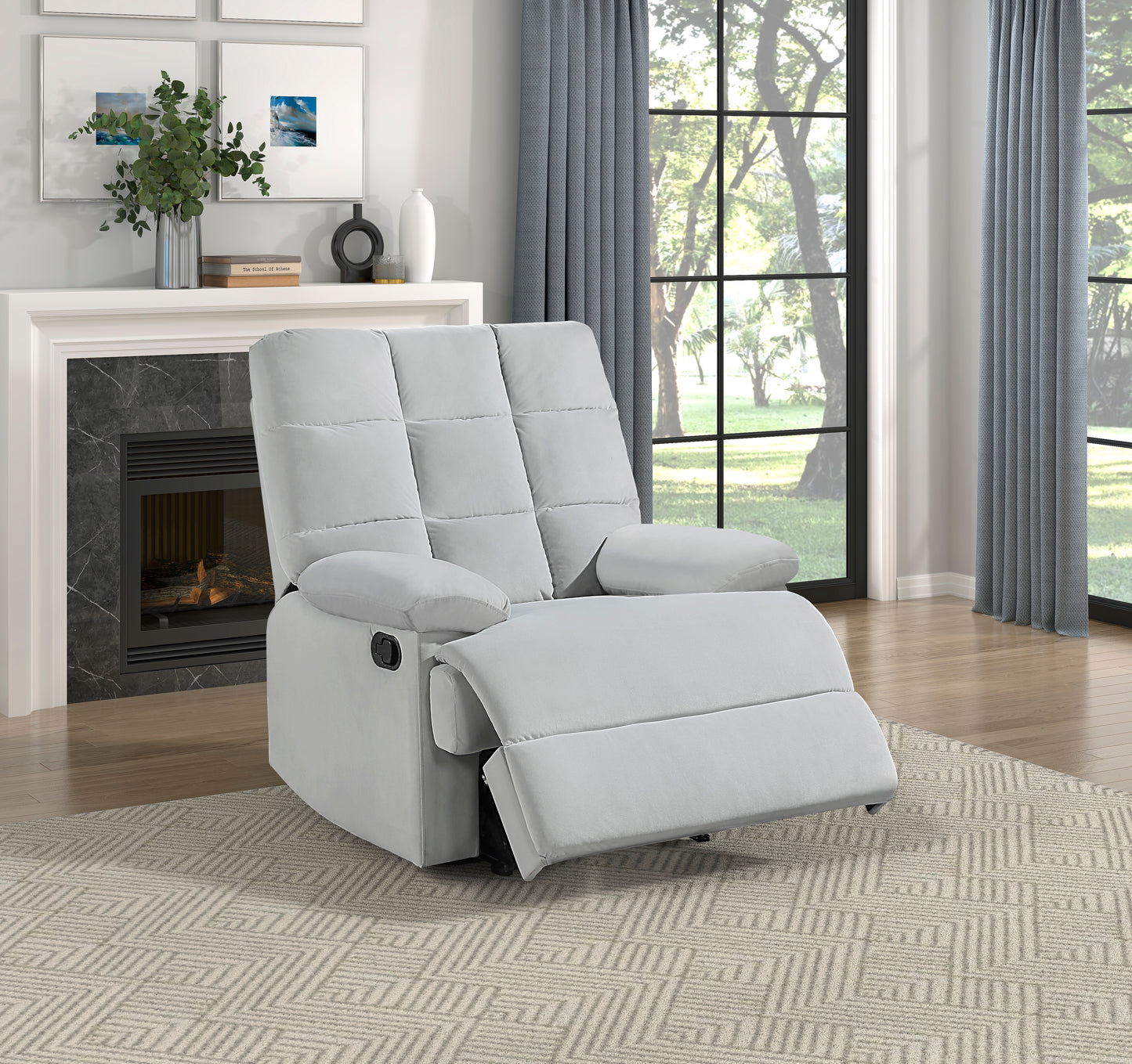 Homelegance Colin Reclining Chair in Light Gray Velvet 8525LG-1