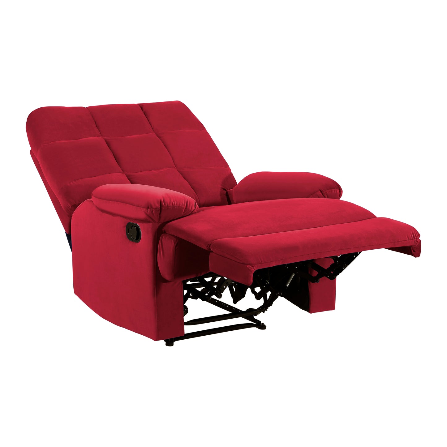Homelegance Colin Reclining Chair in Red Velvet with Tab Pull Motion 8525RD-1