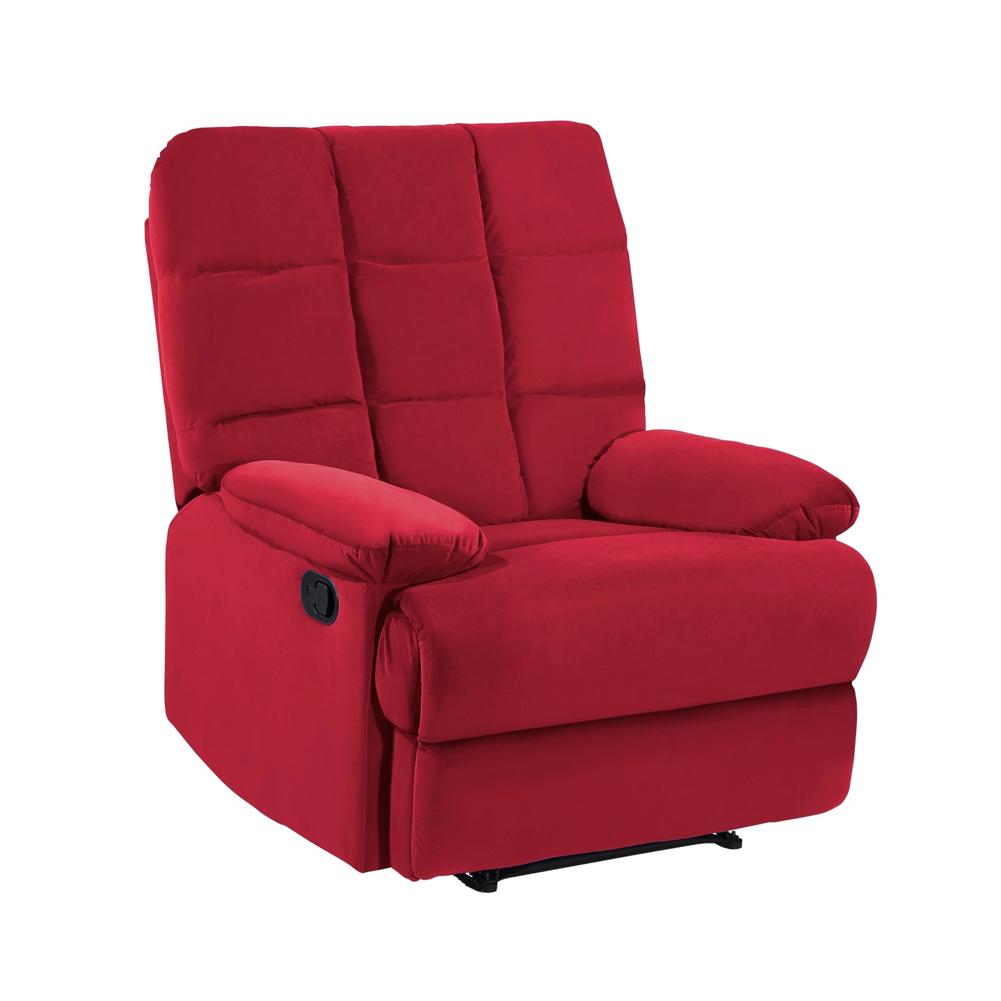 Homelegance Colin Reclining Chair in Red Velvet with Tab Pull Motion 8525RD-1