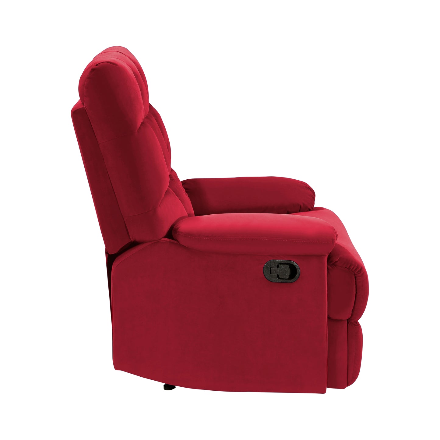 Homelegance Colin Reclining Chair in Red Velvet with Tab Pull Motion 8525RD-1