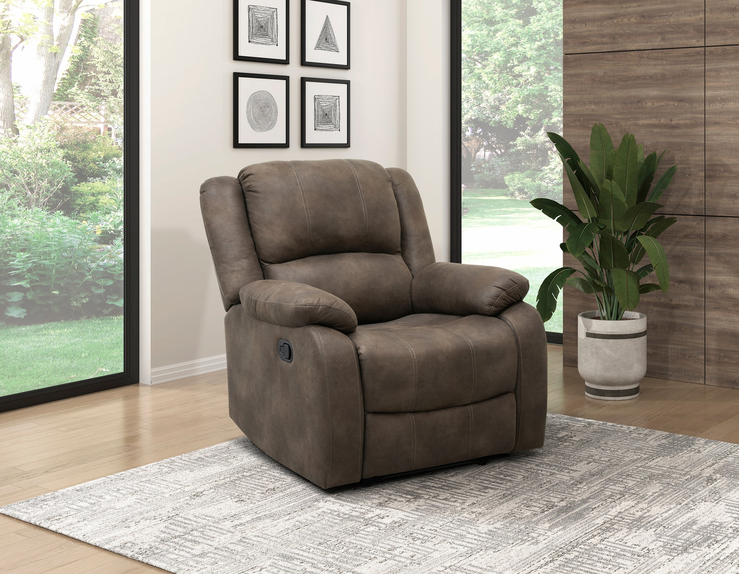 Homelegance Fairview Reclining Chair in Brown Polished Microfiber 8526BR-1