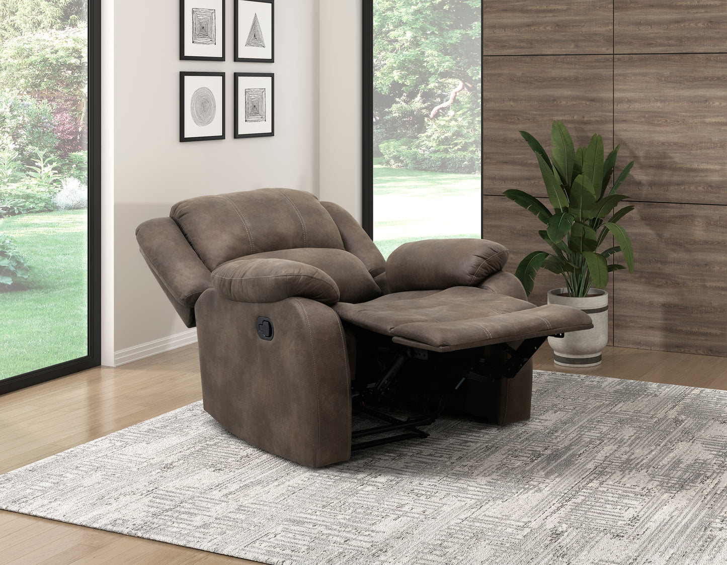 Homelegance Fairview Reclining Chair in Brown Polished Microfiber 8526BR-1