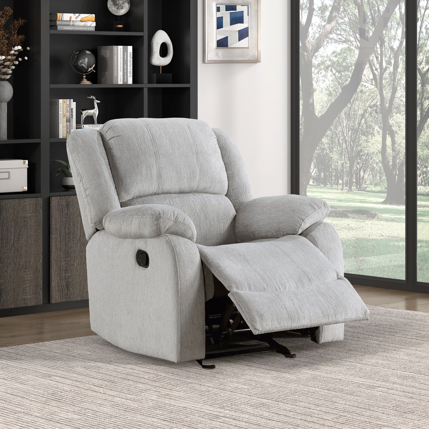 Homelegance Fairview Glider Recliner Chair in Gray Chenille 8526CN-1GD