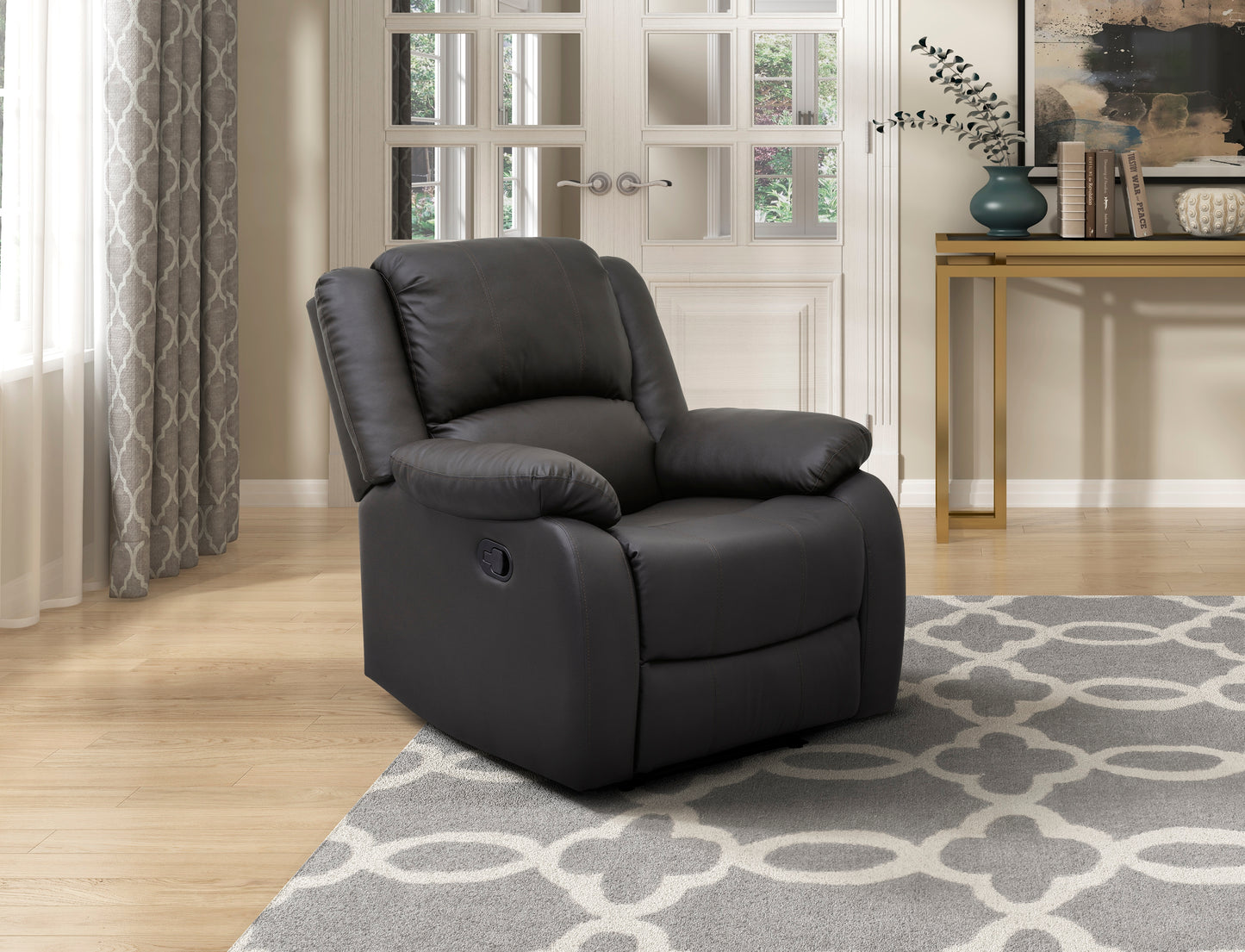 Homelegance Fairview Reclining Chair in Dark Brown Faux Leather 8526DBPU-1