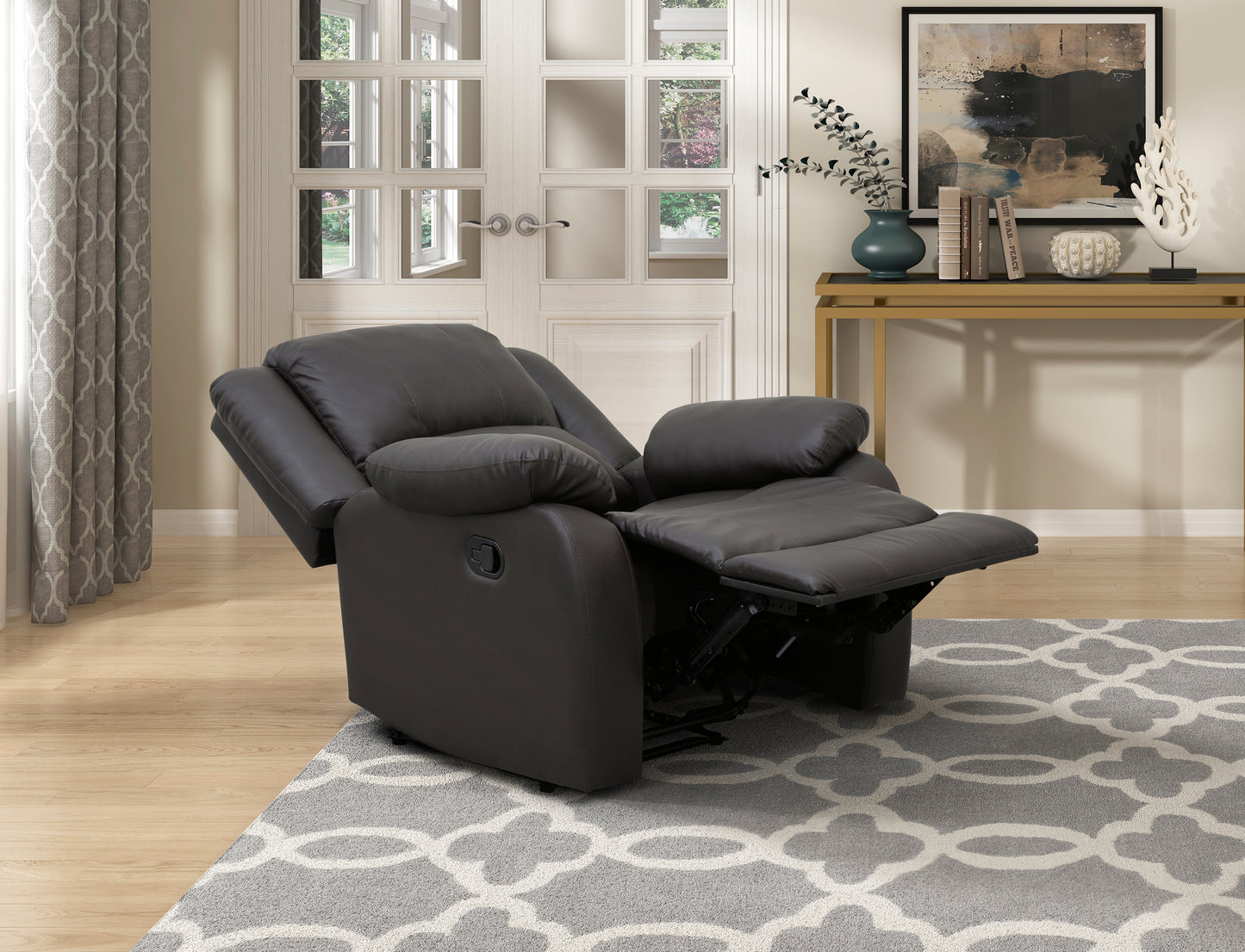 Homelegance Fairview Reclining Chair in Dark Brown Faux Leather 8526DBPU-1
