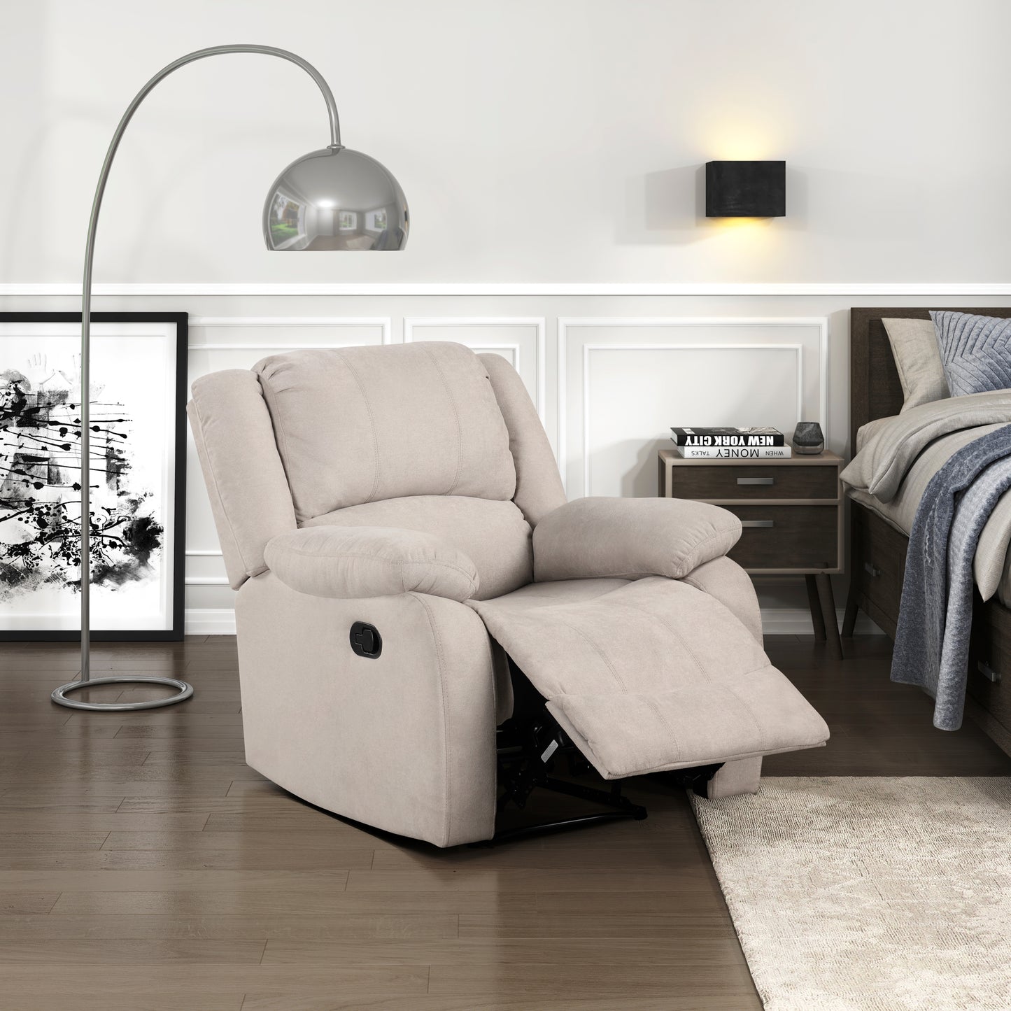 Homelegance Fairview Reclining Chair in Oatmeal Textured Fabric 8526FTM-1