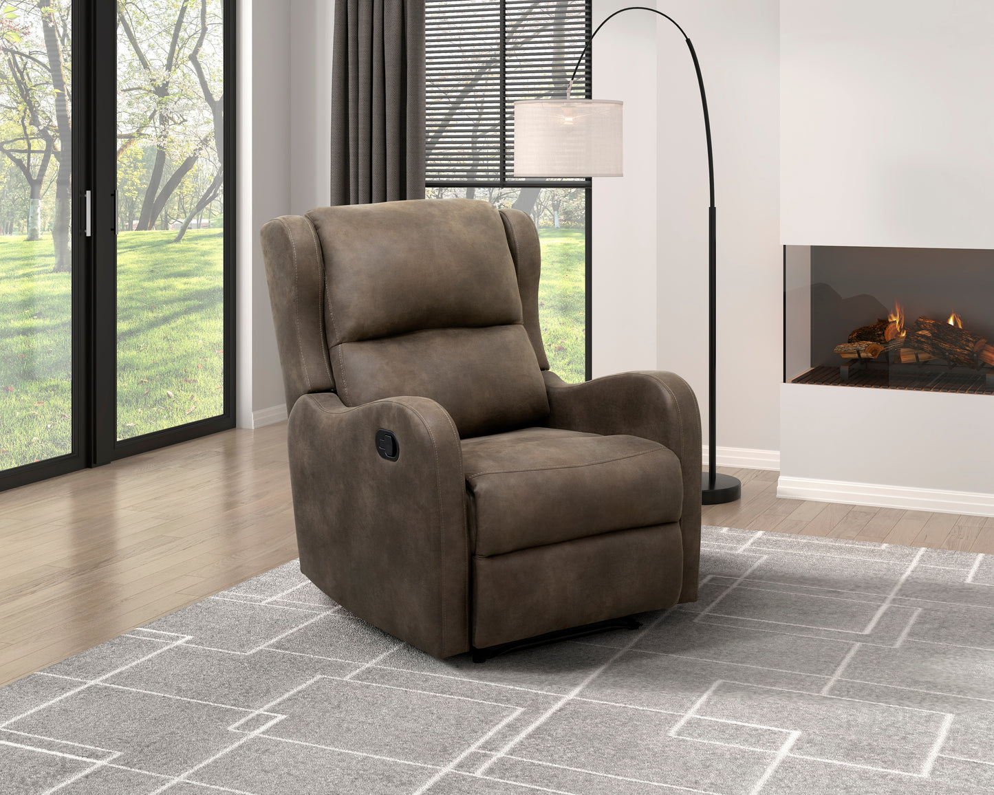 Homelegance Durant Reclining Chair in Brown Polished Microfiber 8527BRW-1
