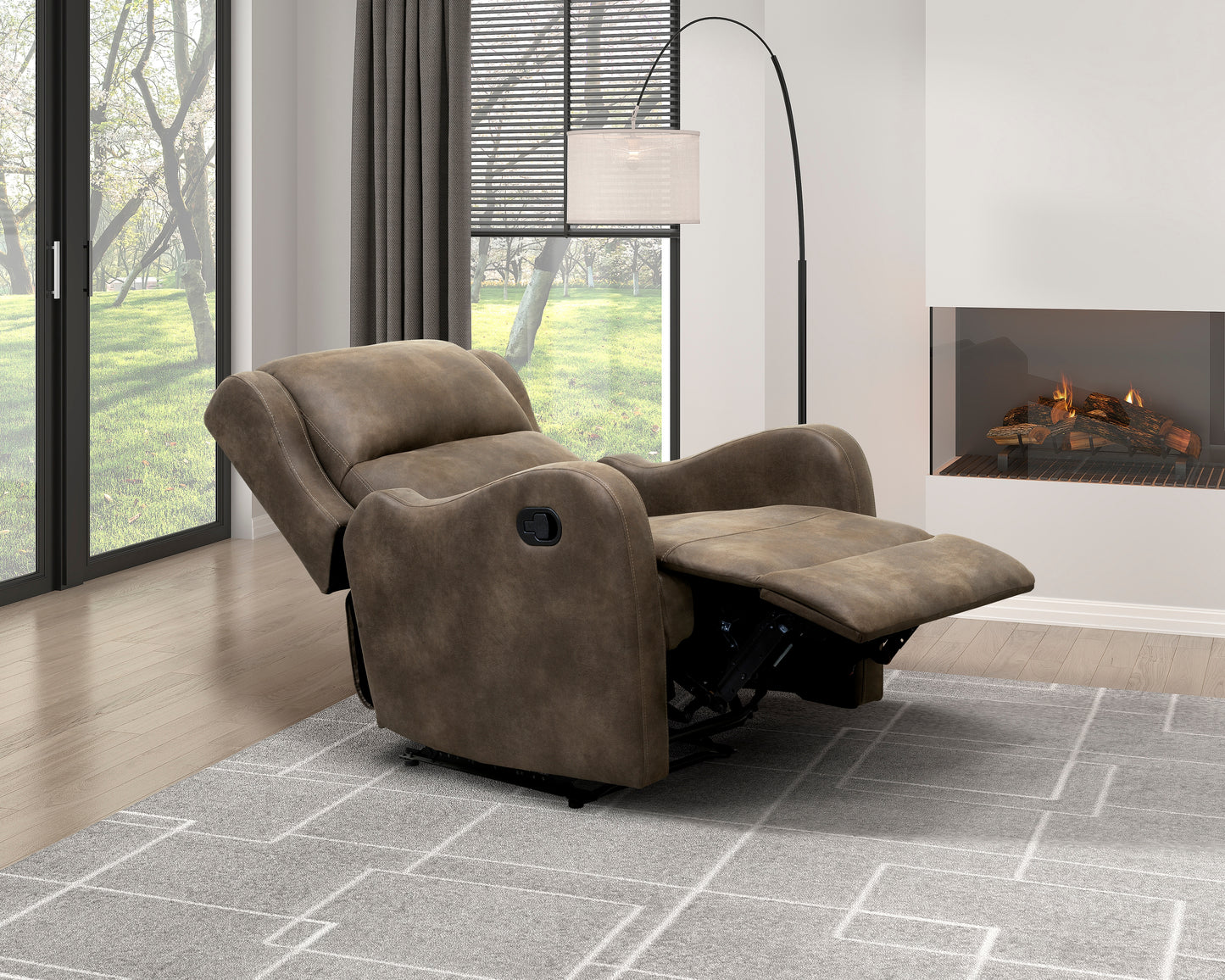 Homelegance Durant Reclining Chair in Brown Polished Microfiber 8527BRW-1